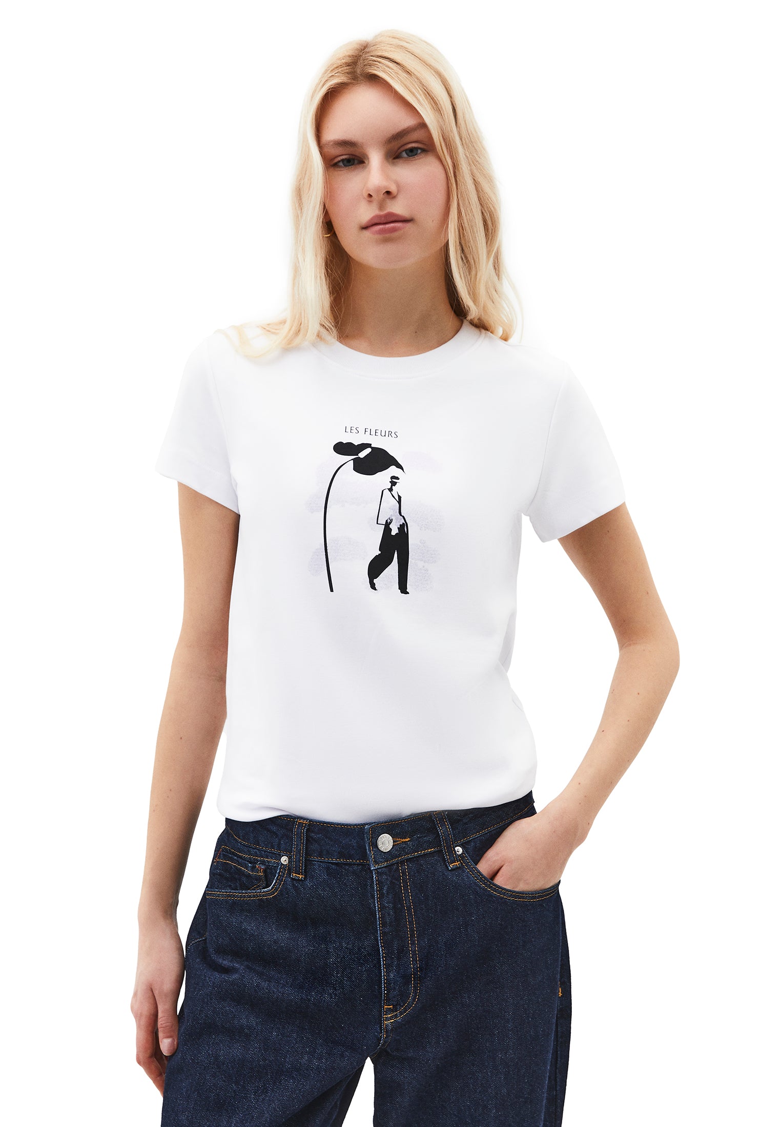 Printed Crew Neck Short Sleeve T-Shirt - WHITE