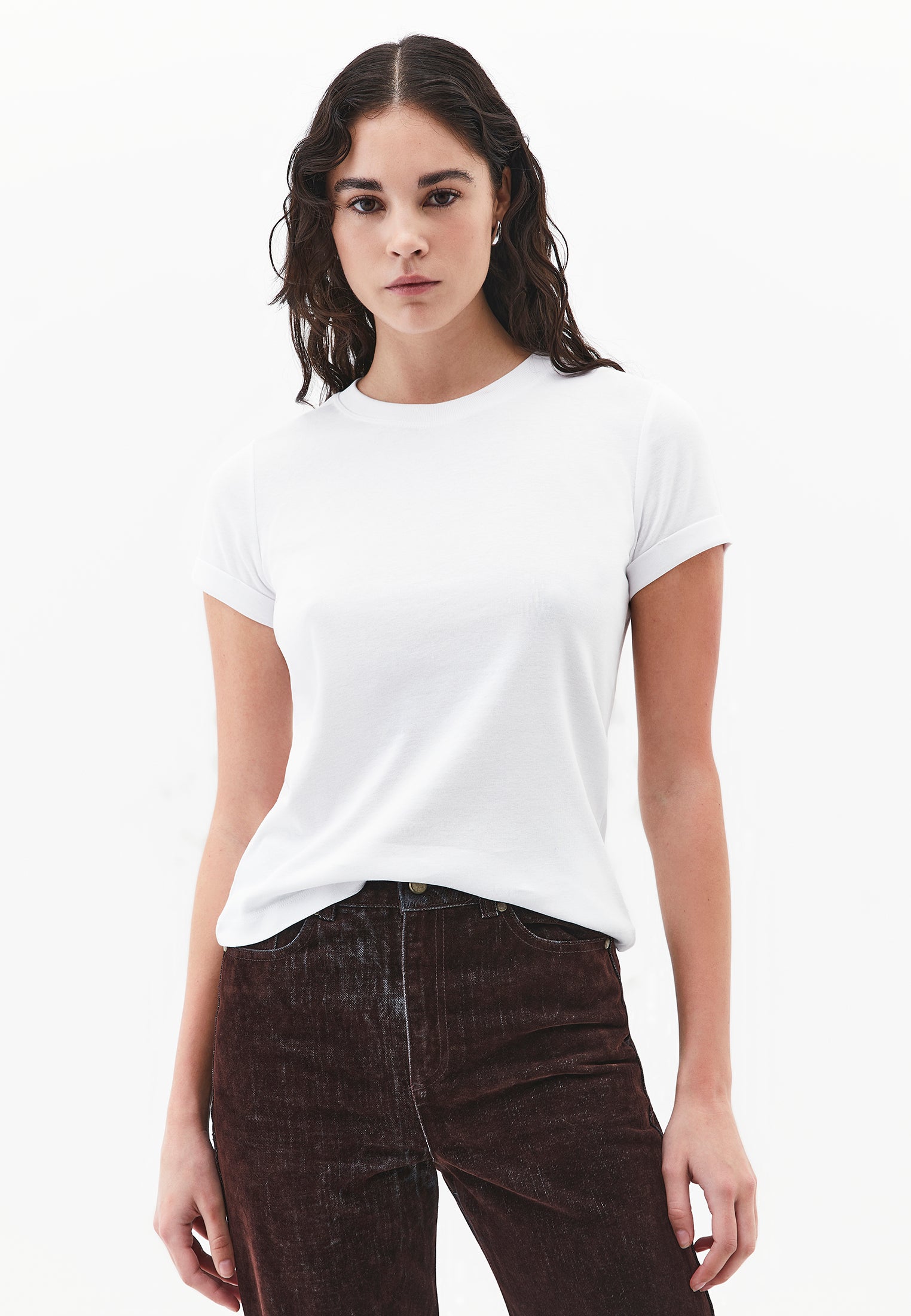 Crew Neck Short Sleeve T-Shirt - WHITE