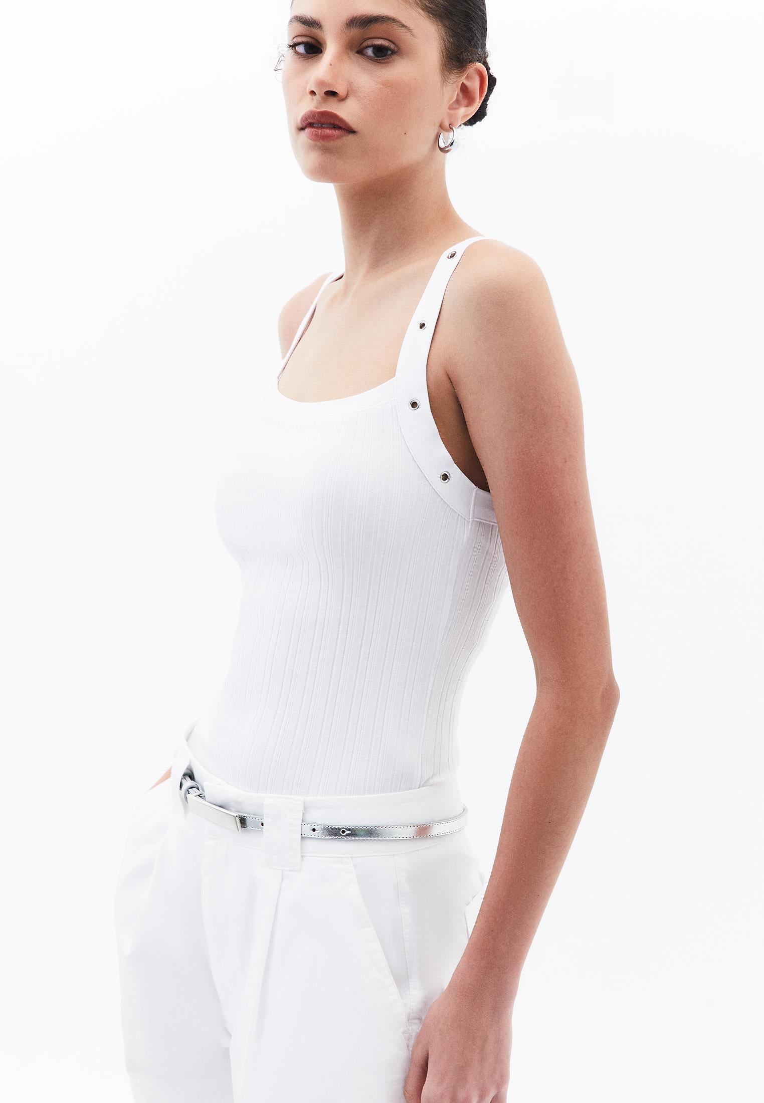 Wide Neck Tank Top - WHITE