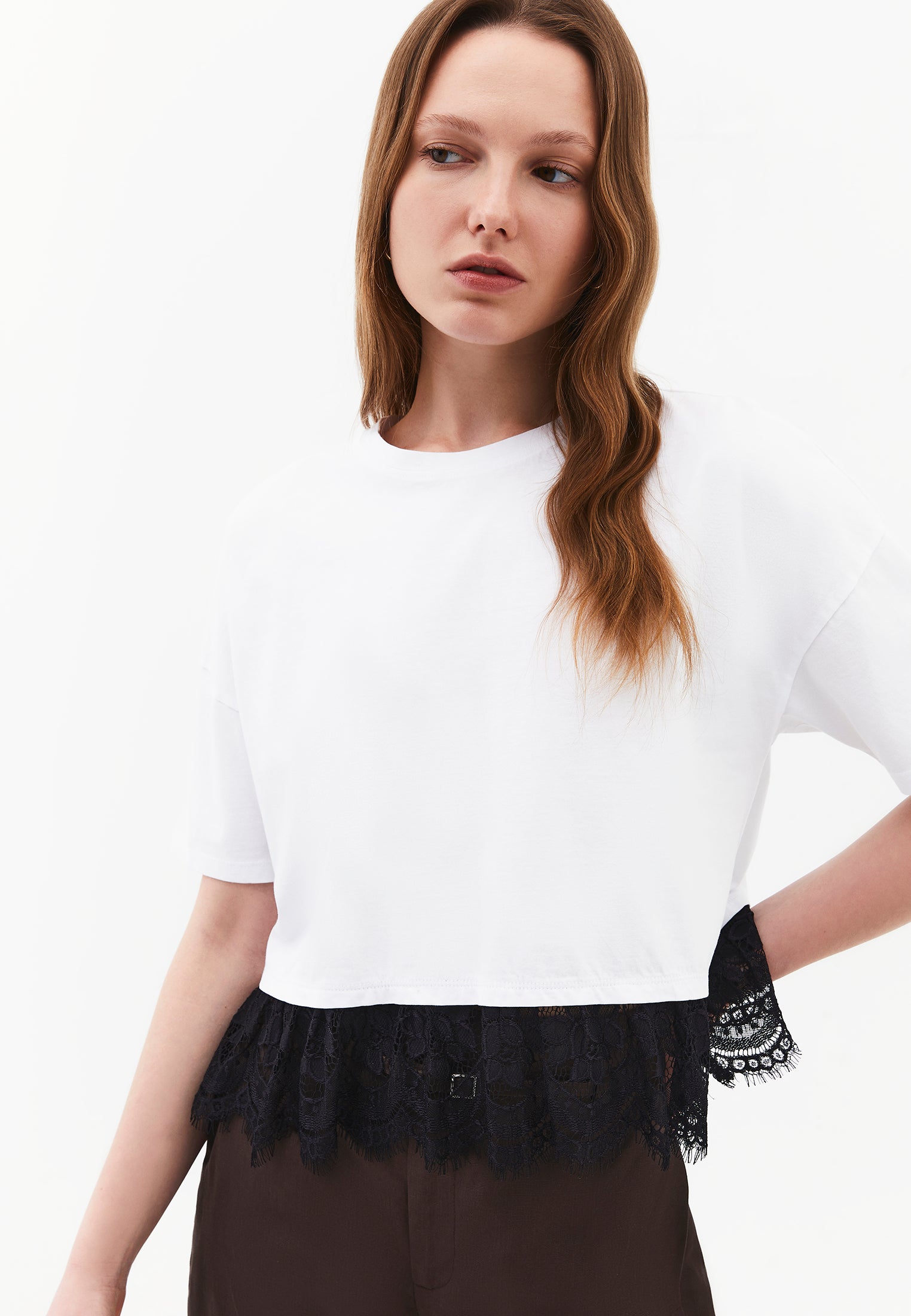 Loose Fit Crew Neck T-Shirt - WHITE