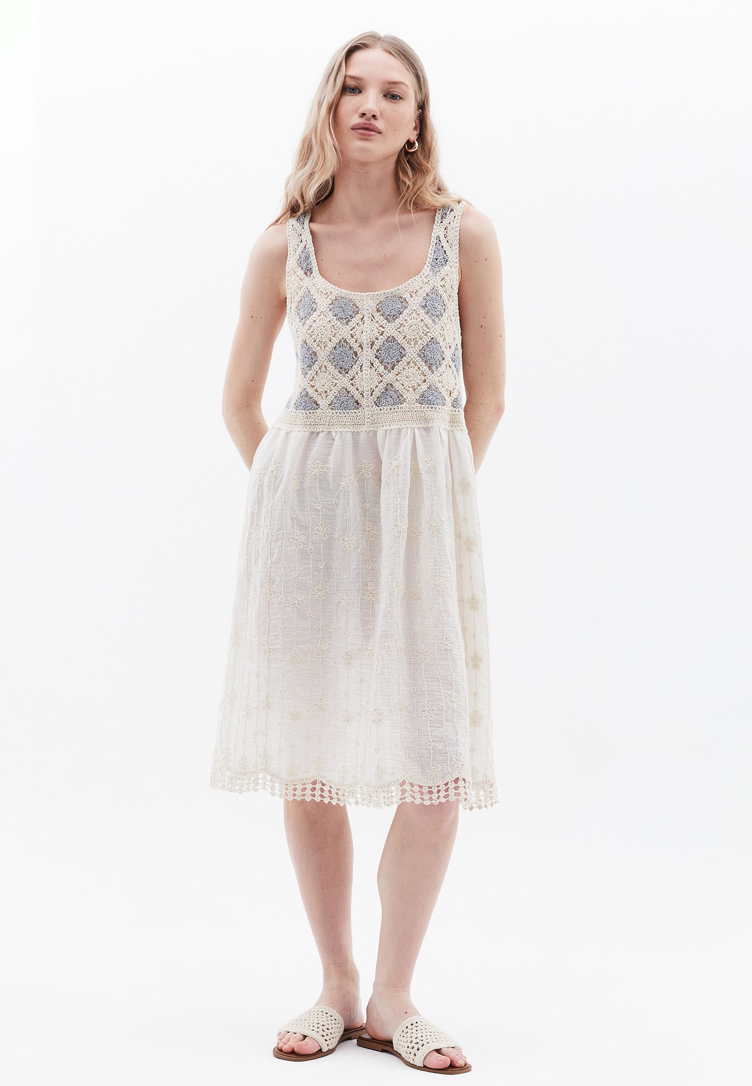 Square Neck Strappy Short Dress - WHITE
