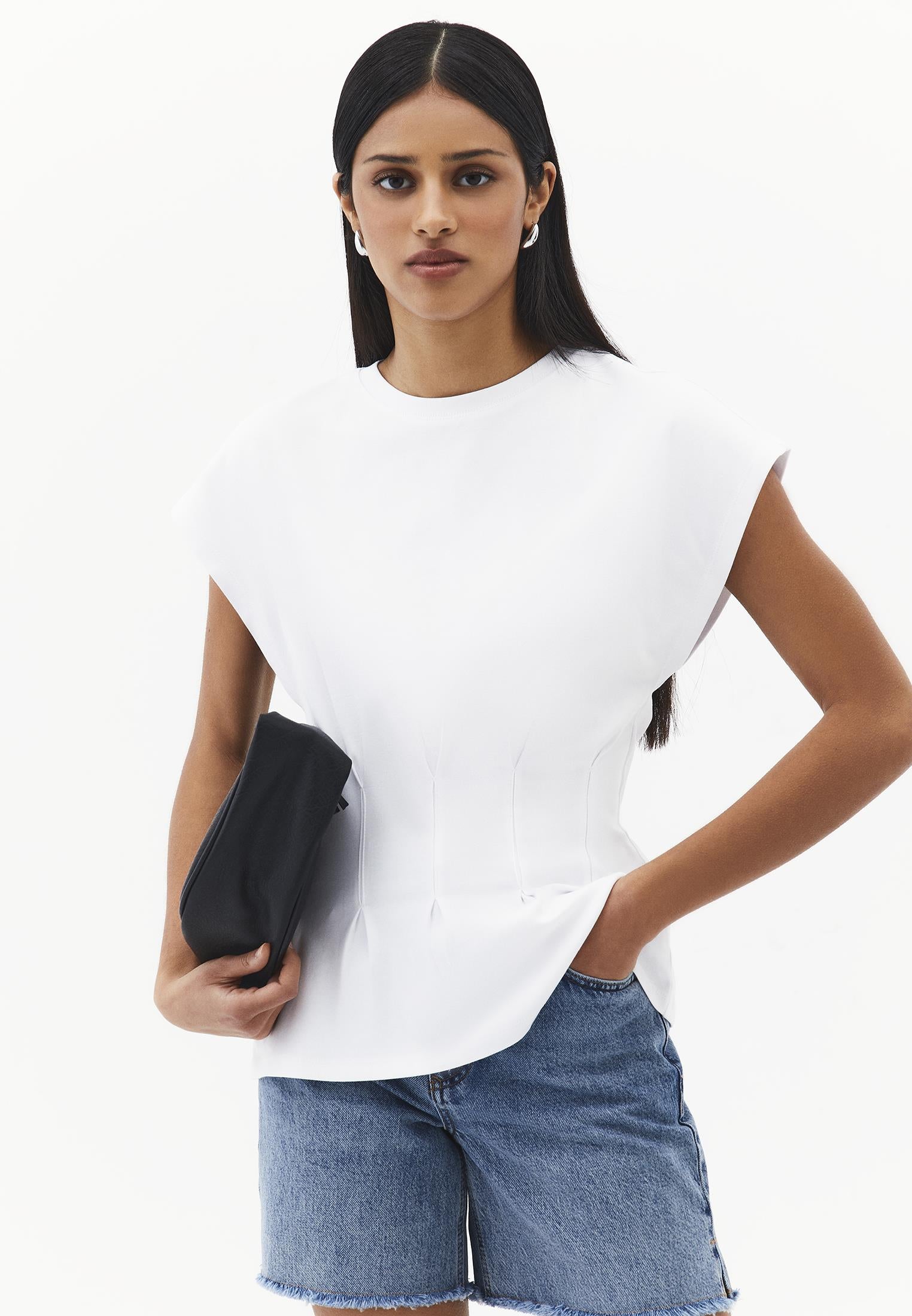 Crew Neck Short Sleeve Standard T-Shirt - WHITE