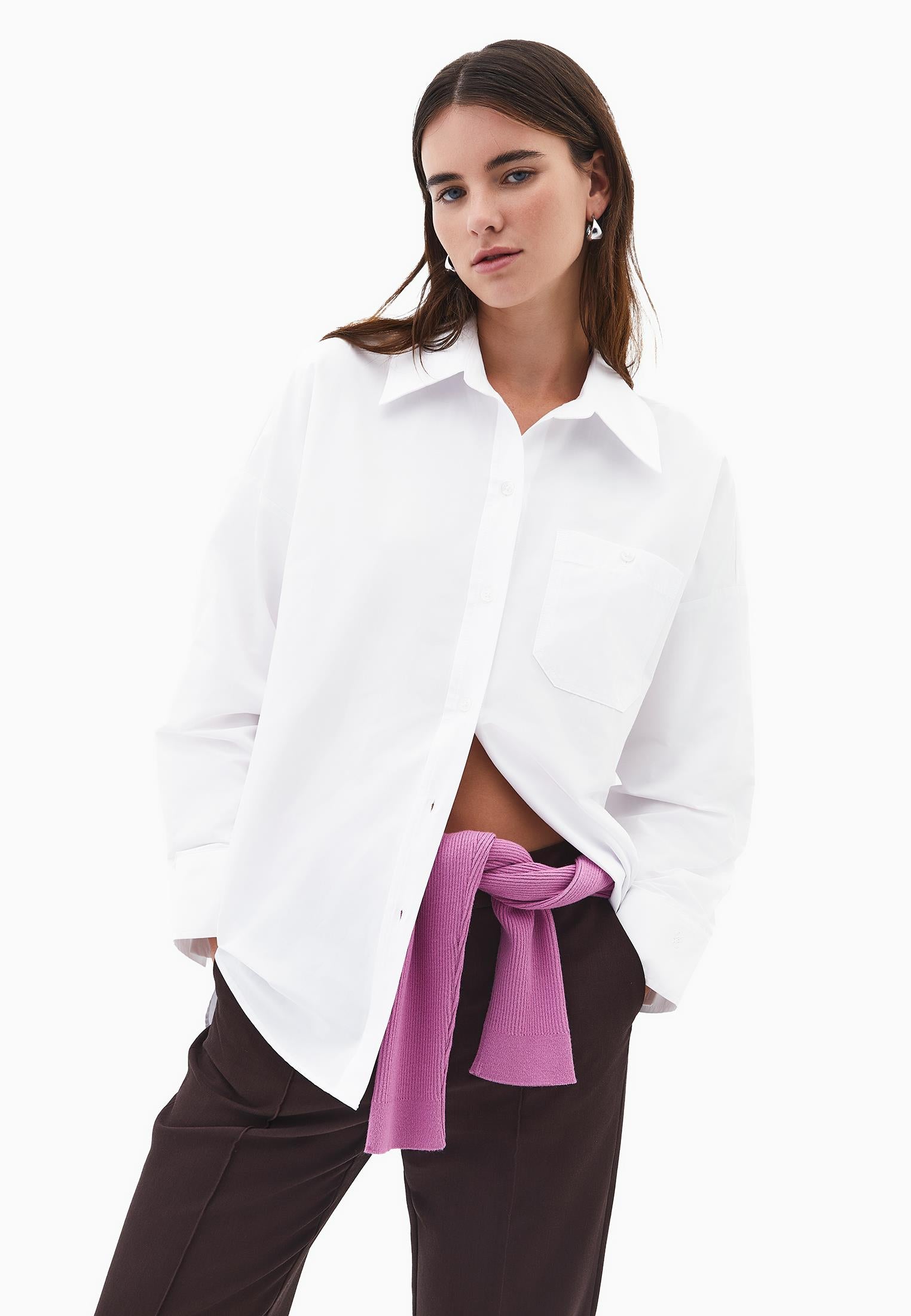 Poplin Long Shirt - WHITE