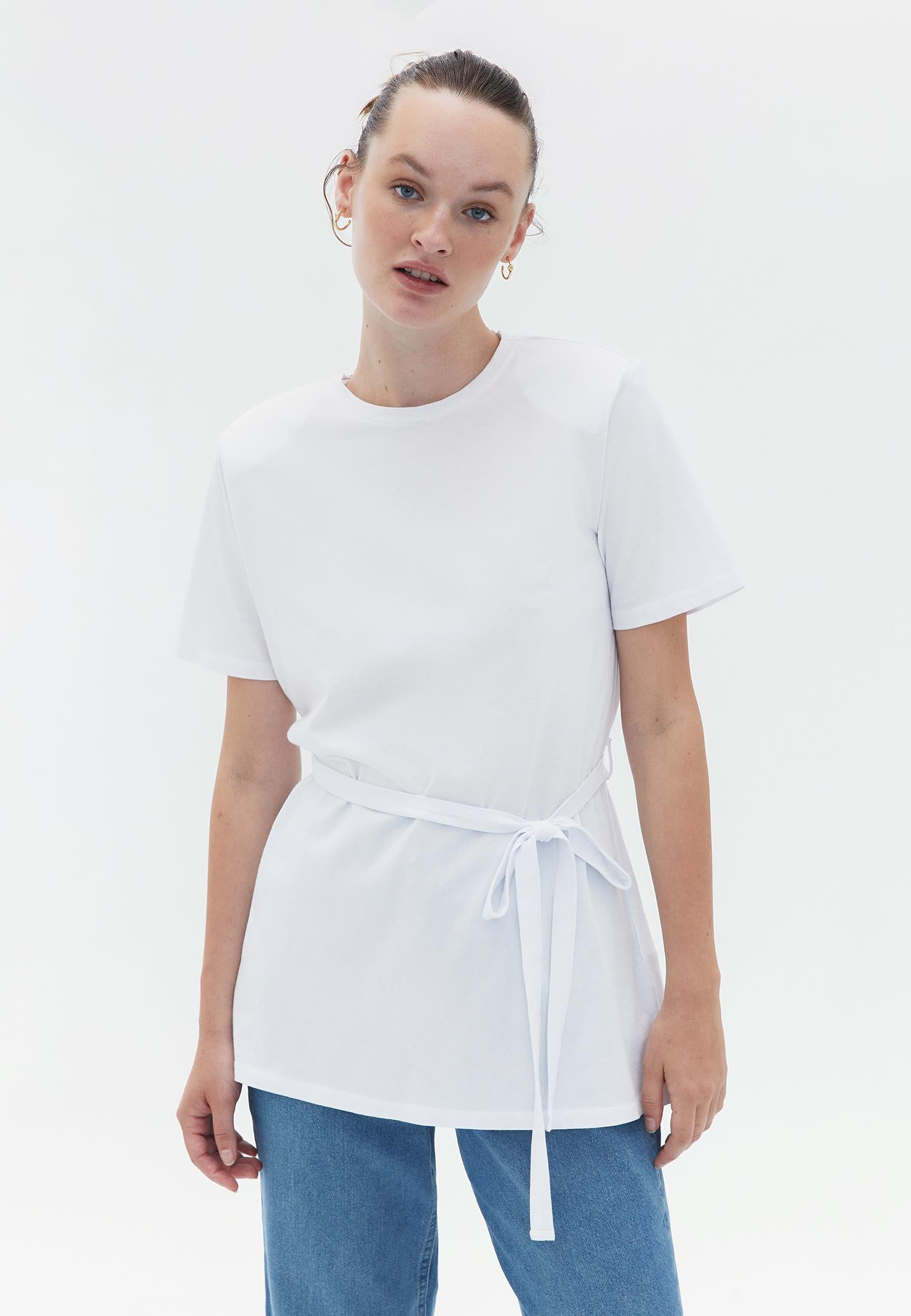 Tied Tunic T-Shirt - WHITE