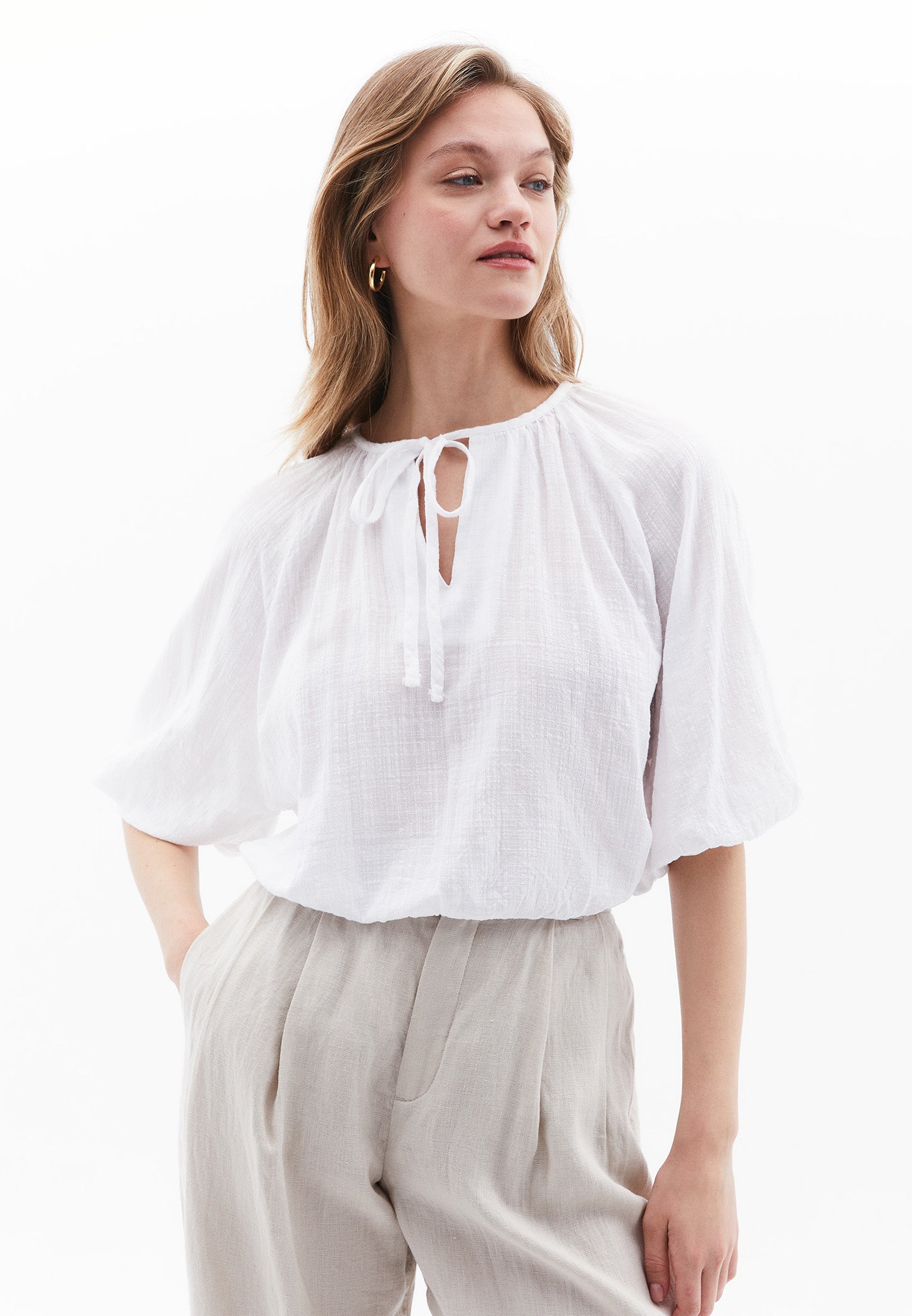 Tie Blouse - WHITE