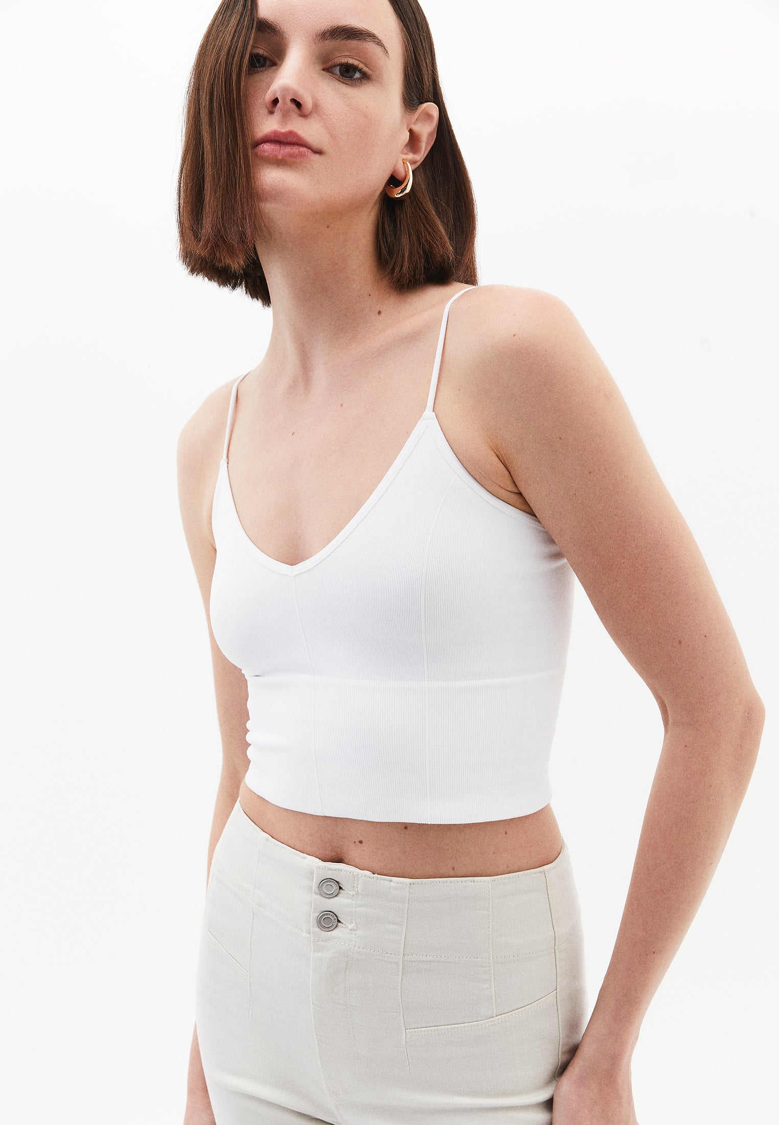 V Neck Tank Top - WHITE