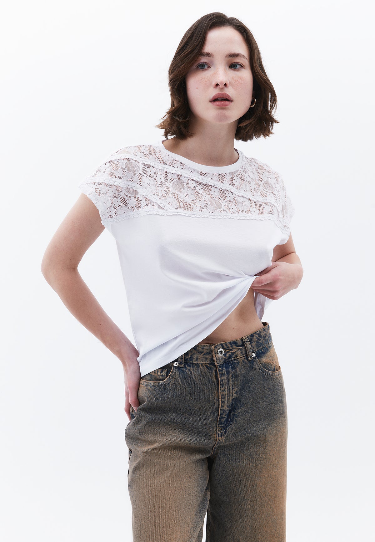 Oversize Boat Neck Short Sleeve T-Shirt - WHITE