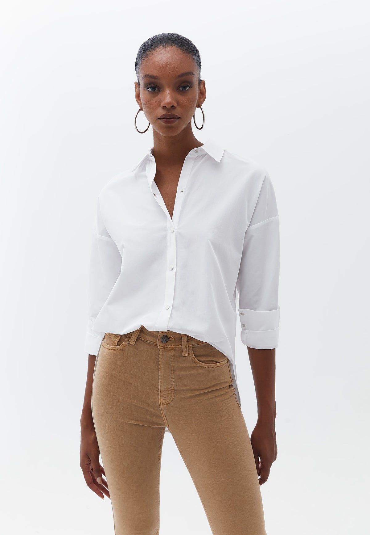 50% POLYESTER 50% COTTON - WHITE