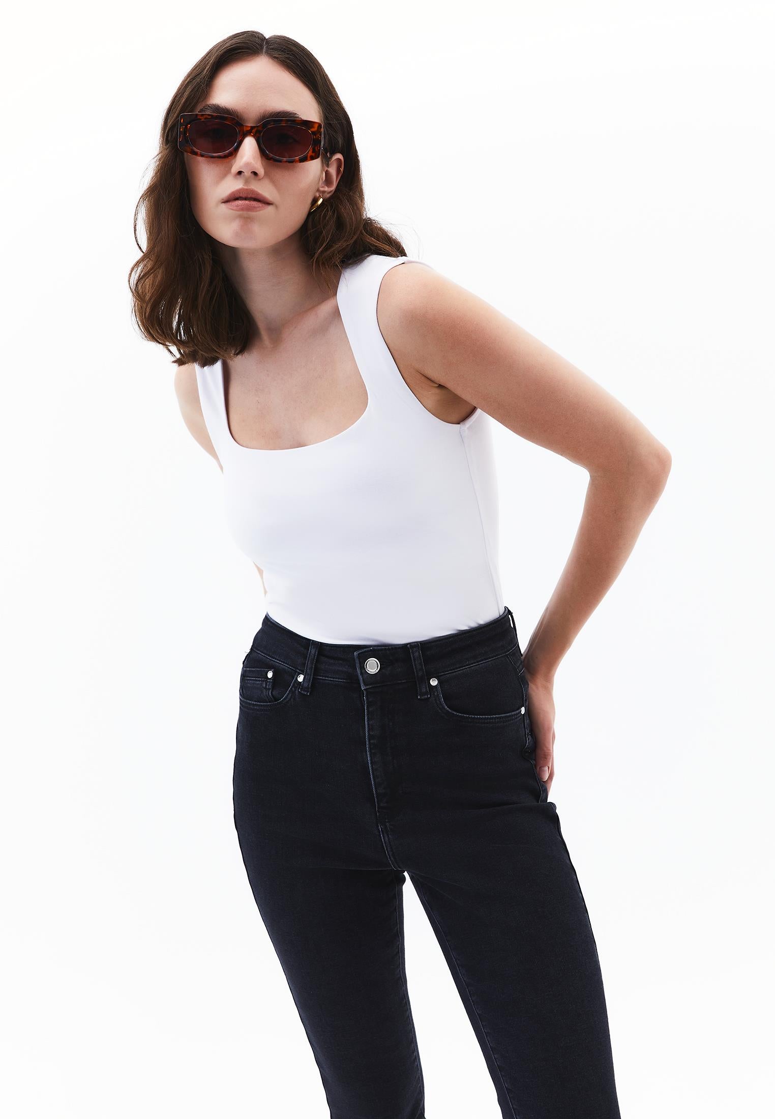 Square Neck Modal Tank Top - WHITE
