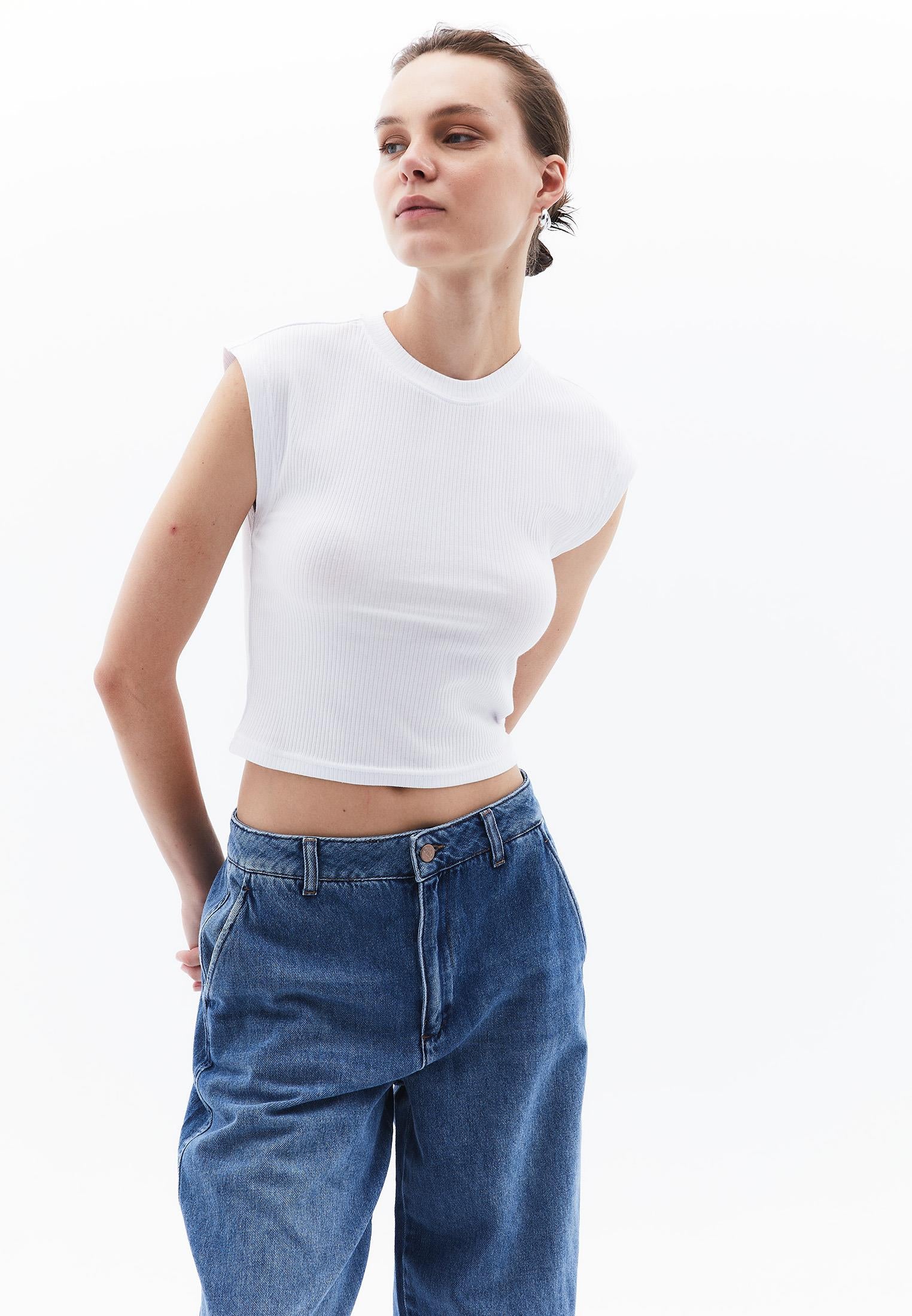 Crew Neck Short Sleeve T-Shirt - WHITE