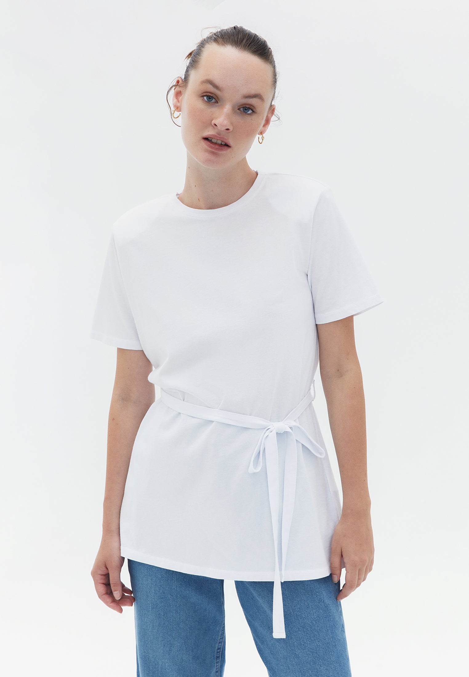Tied Tunic T-Shirt - WHITE