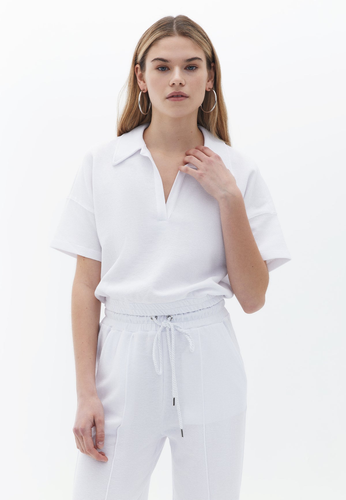 Short Polo Collar T-Shirt - WHITE