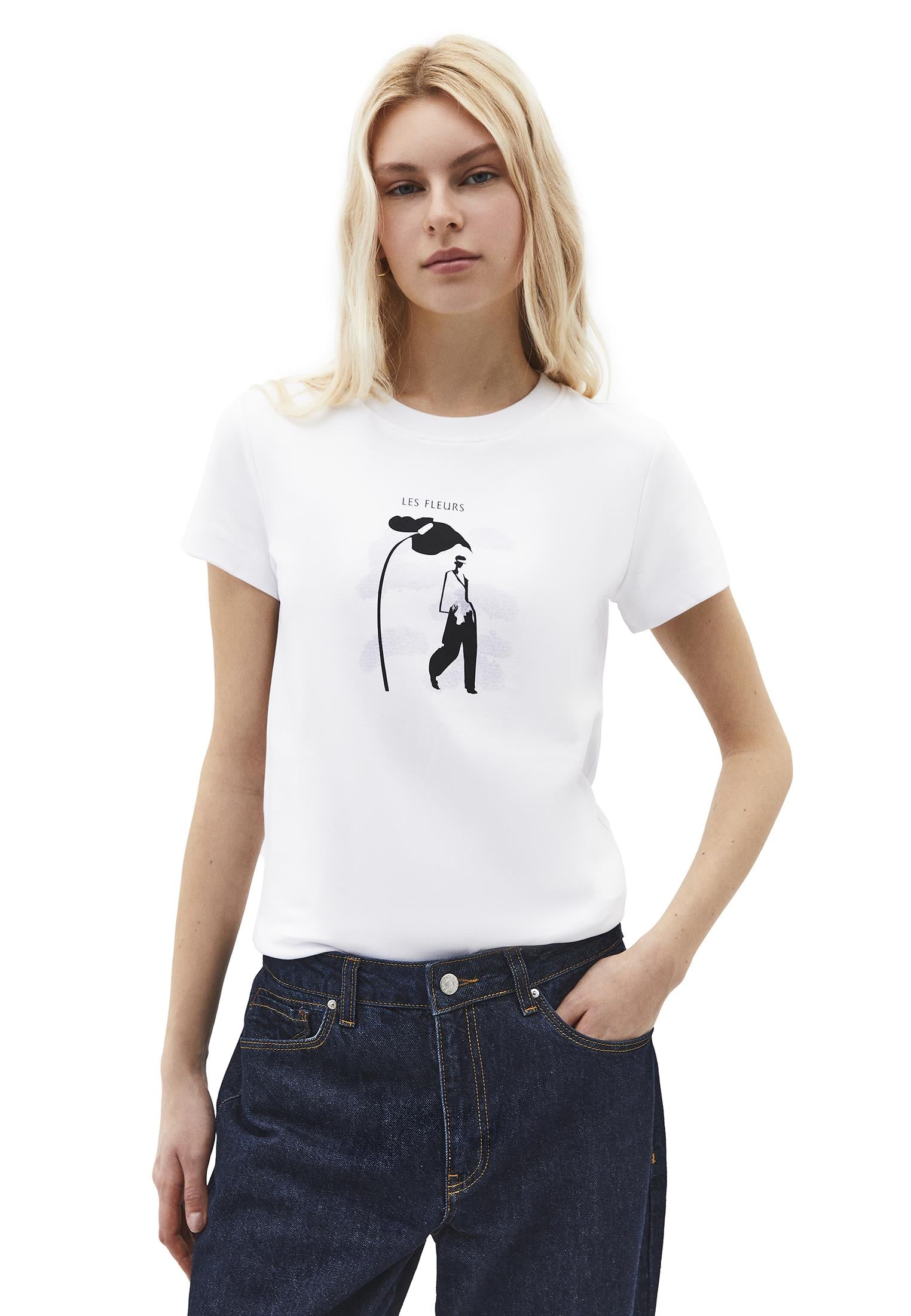 Printed Crew Neck Short Sleeve T-Shirt - WHITE