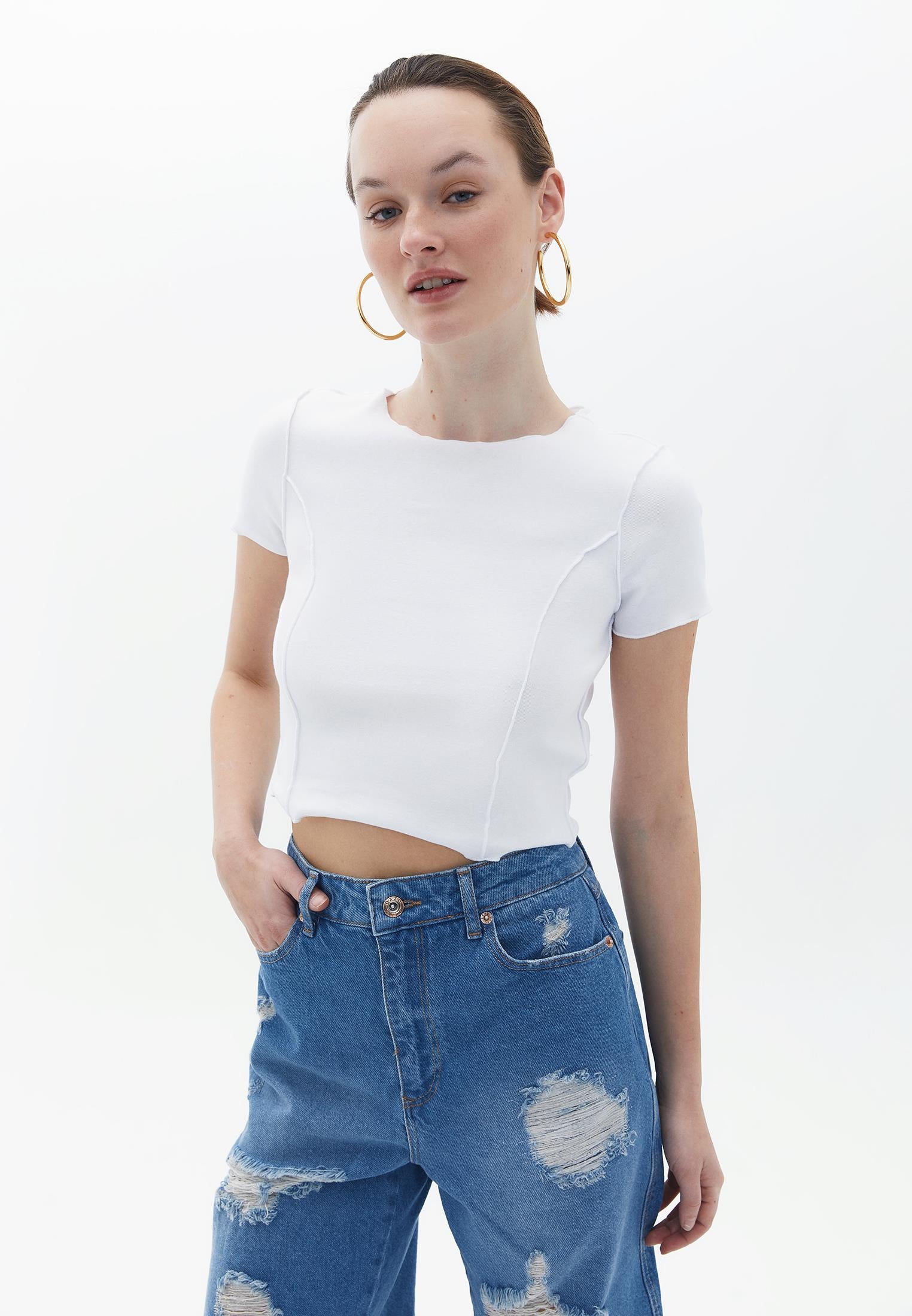 Square Neck Cropped Tank - WHITE