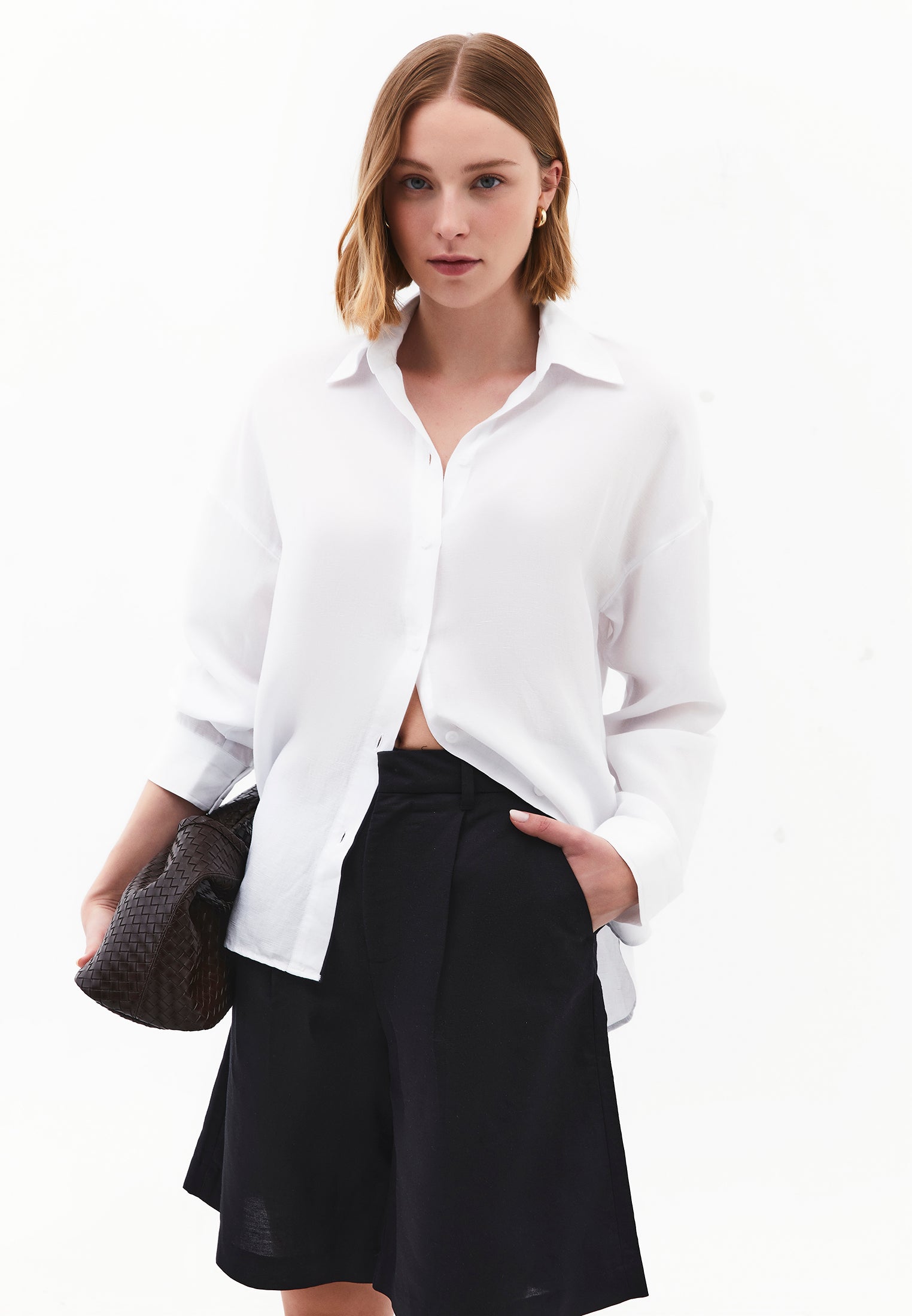 Loose Fit Button Detailed Long Sleeve Shirt - WHITE