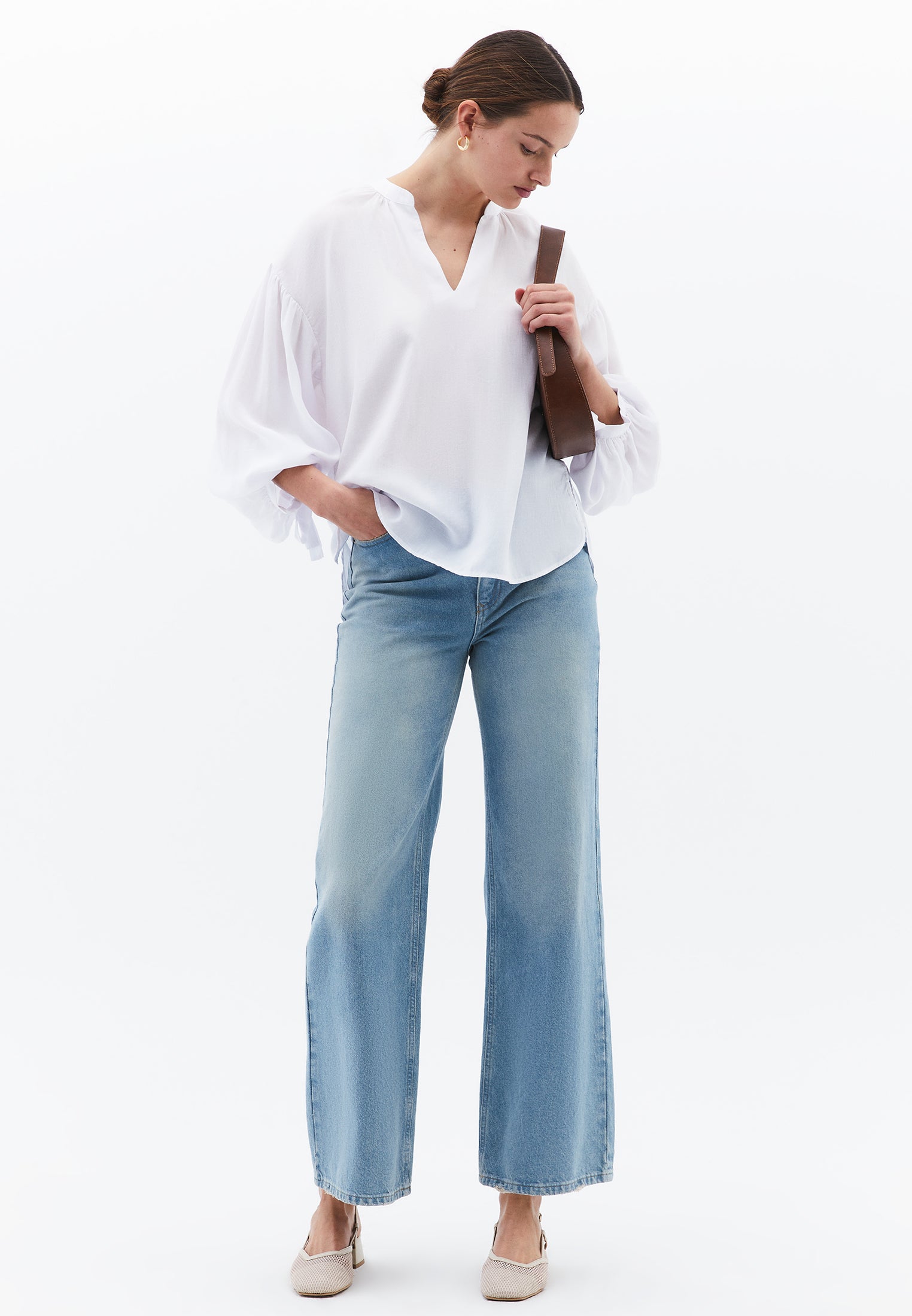 Oversize Linen Blouse - WHITE
