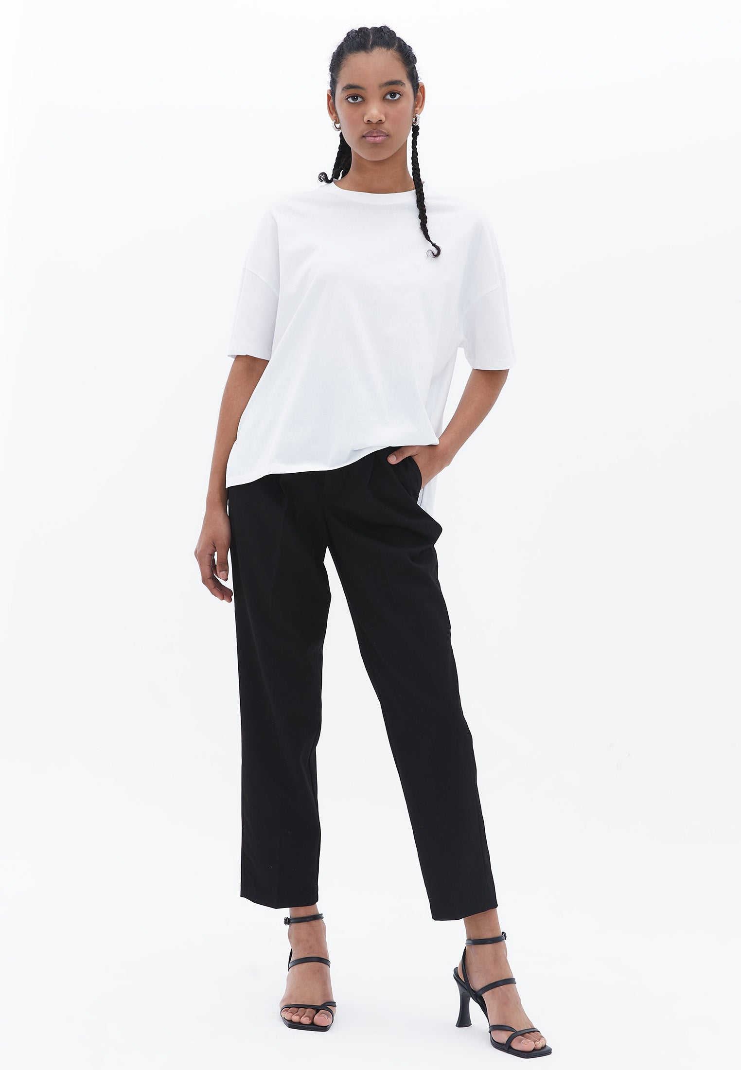 Oversize Crew Neck T-Shirt - WHITE