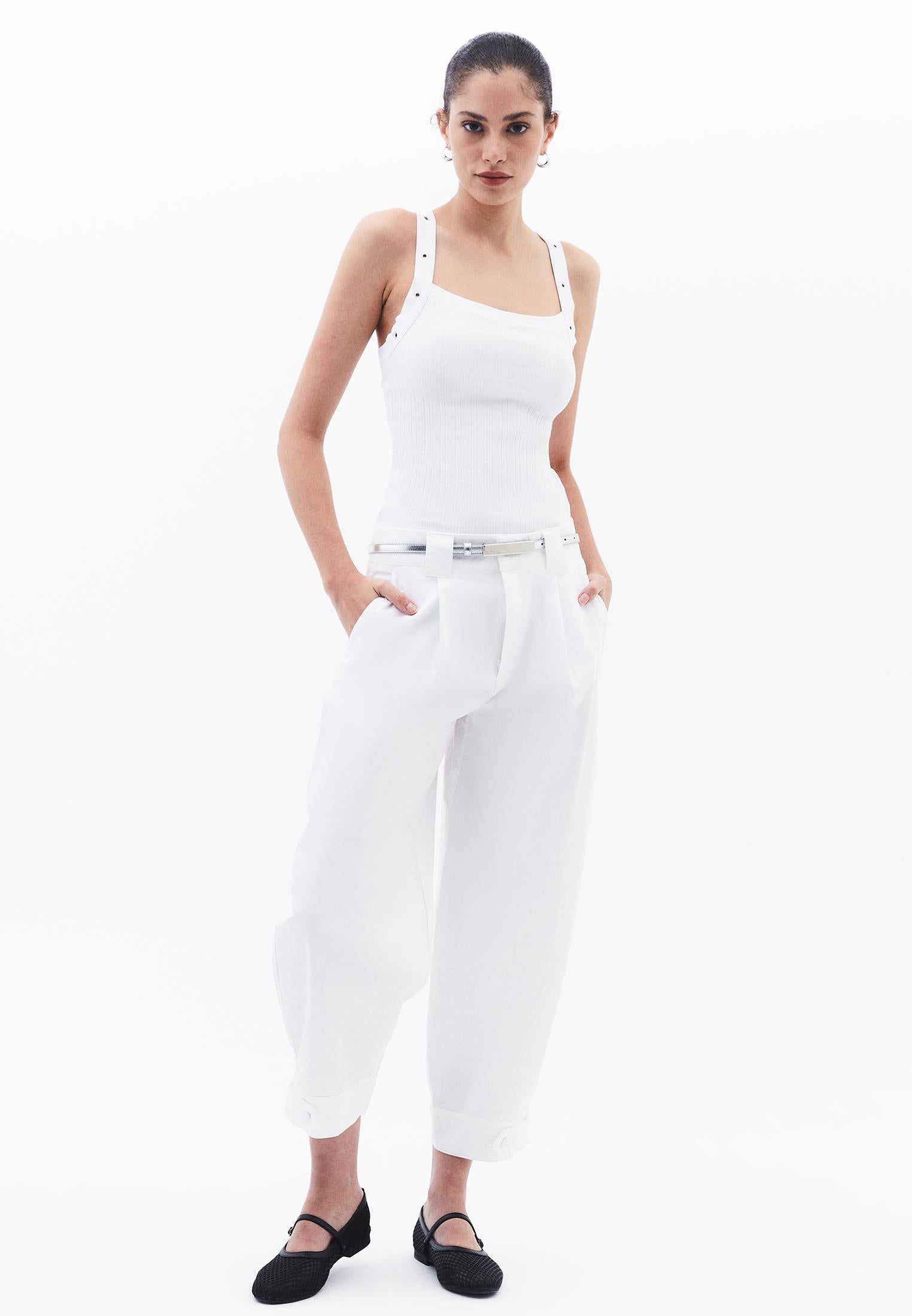 Wide Neck Tank Top - WHITE