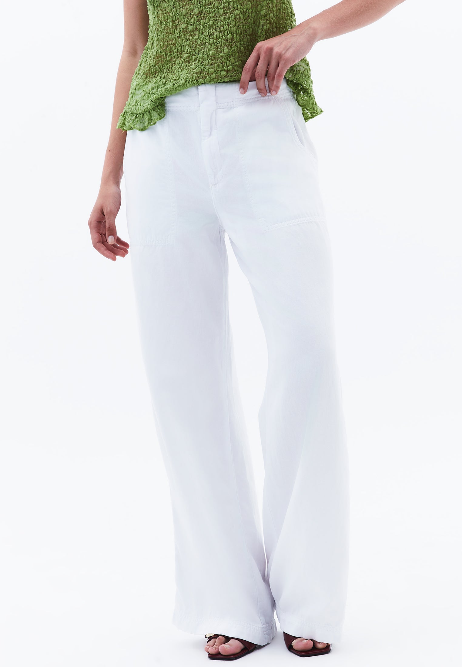 Women Bottom Wear Wide Leg Pants - WHITE