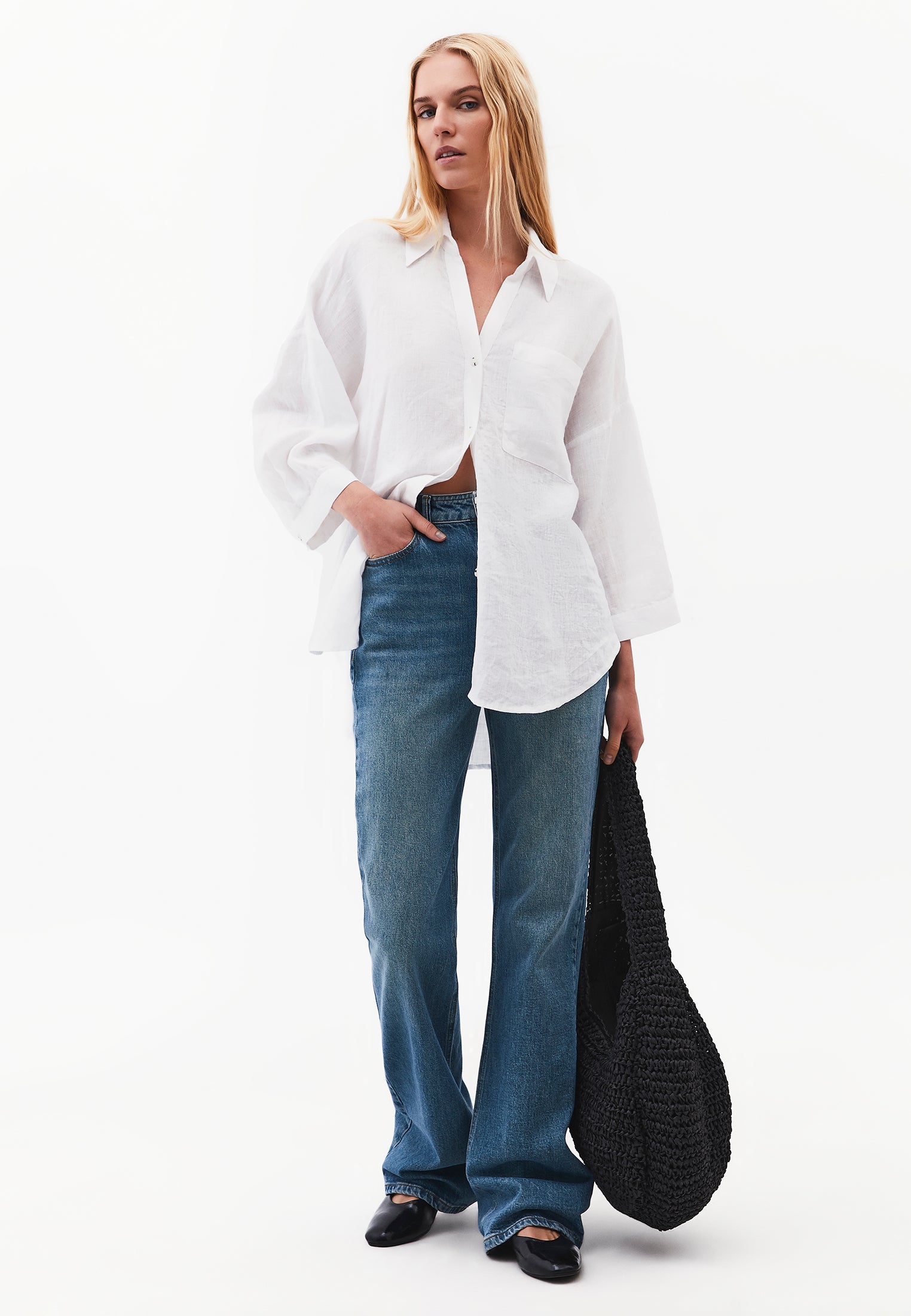 Shirt Collar Oversize Button Detailed Standard Shirt - WHITE