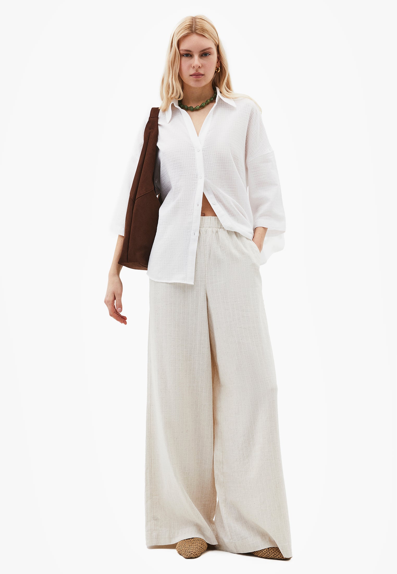 Shirt Collar Oversize Button Detailed Standard Shirt - WHITE
