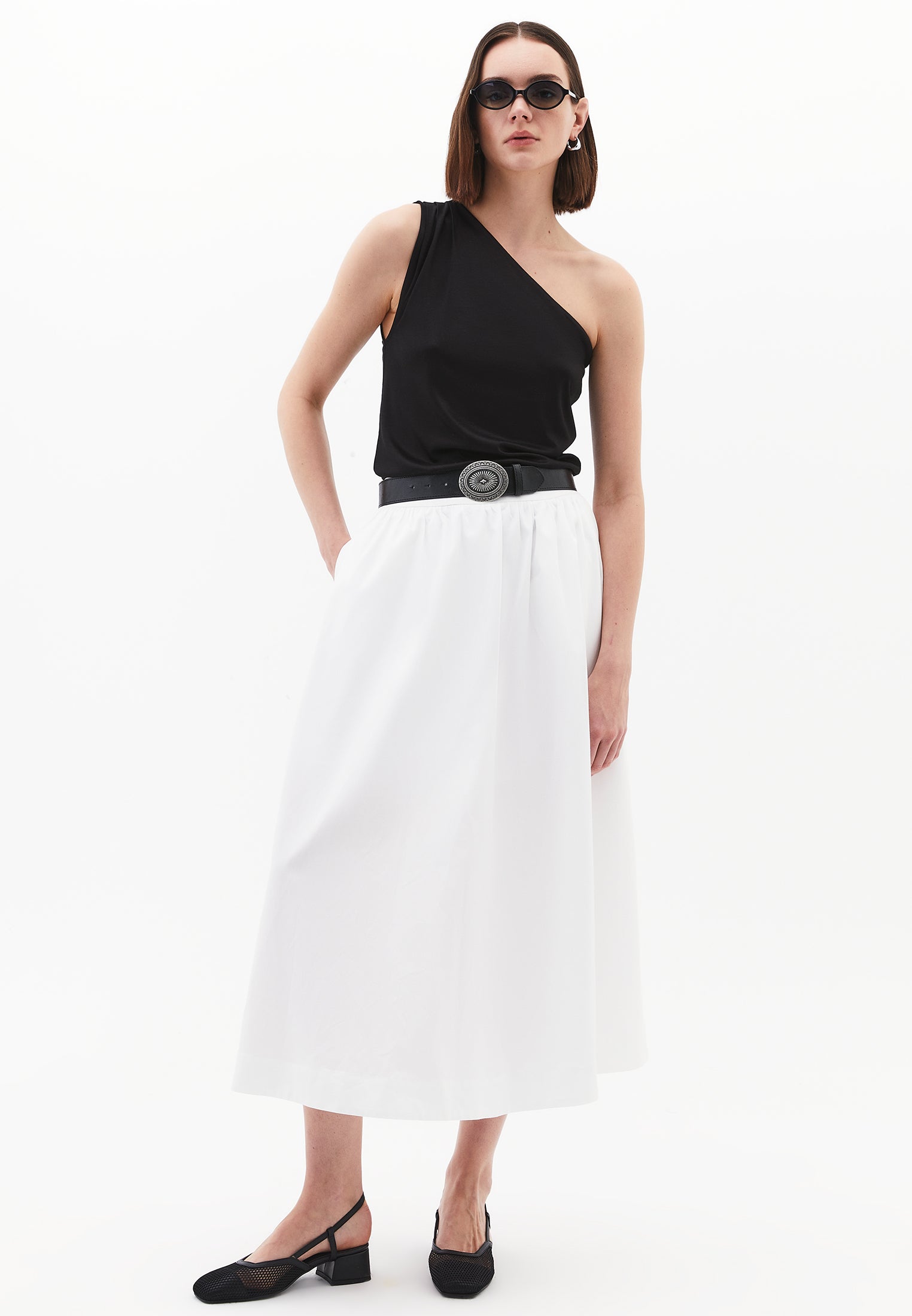 Long Flared Skirt - WHITE
