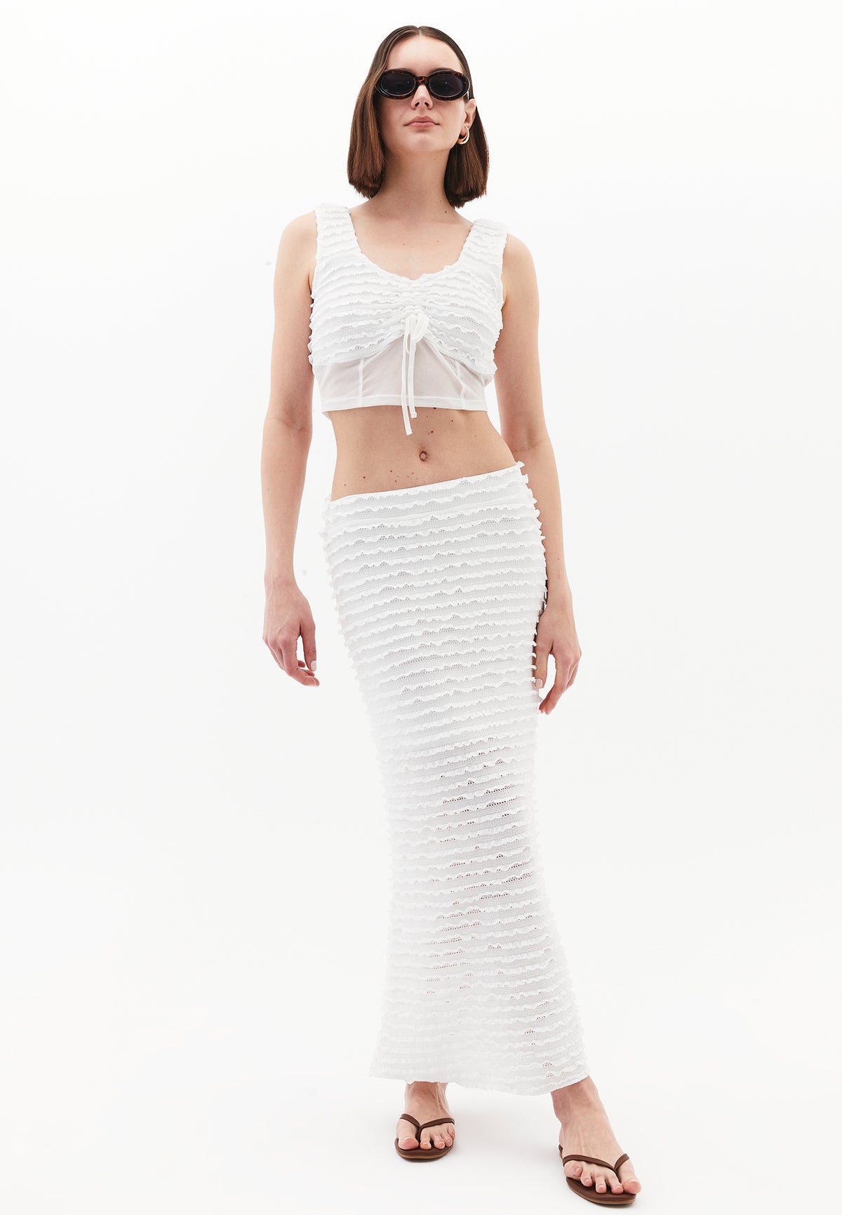 High Waist Long Skirt - WHITE