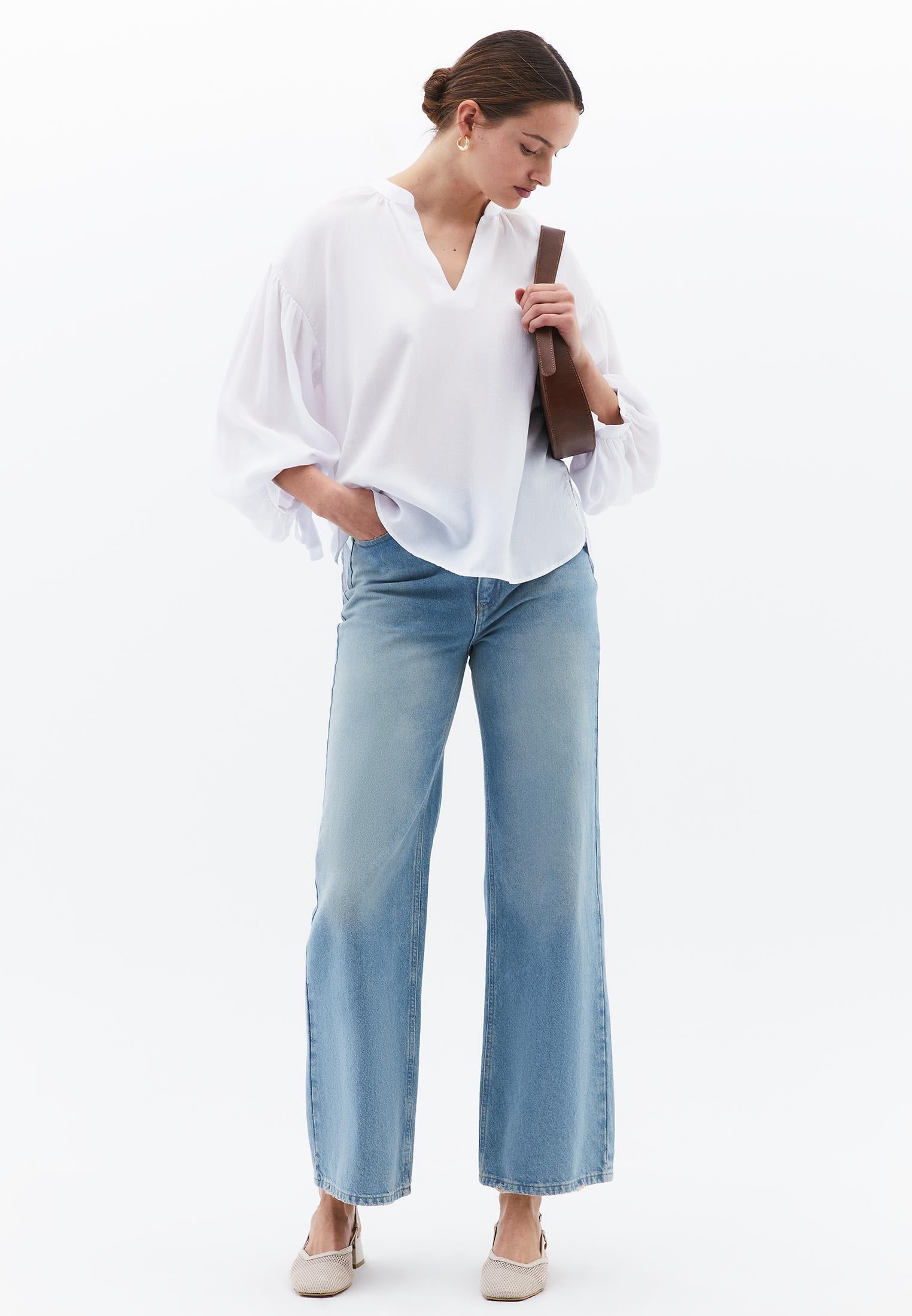 Oversize Linen Blouse - WHITE