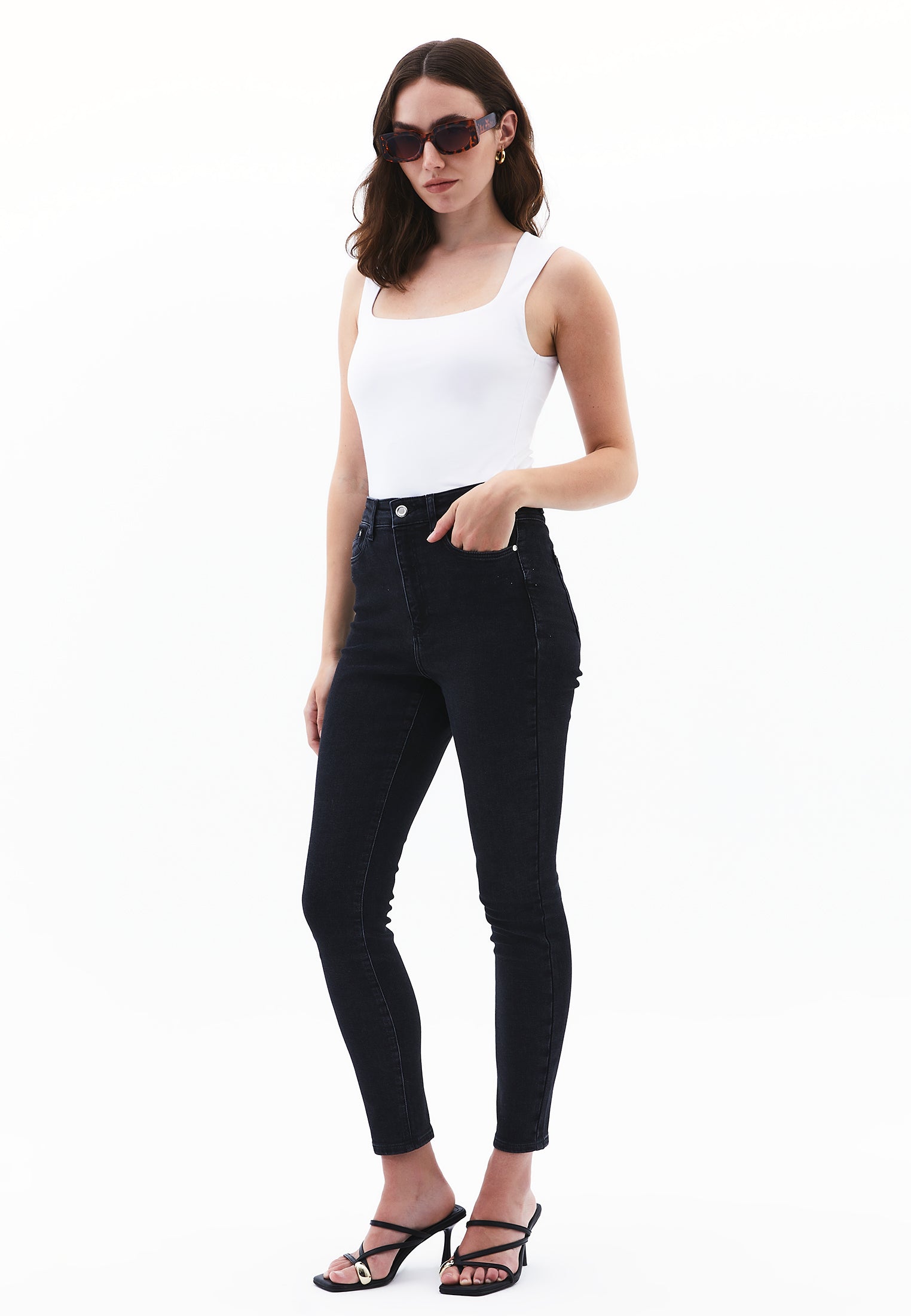 Square Neck Modal Tank Top - WHITE