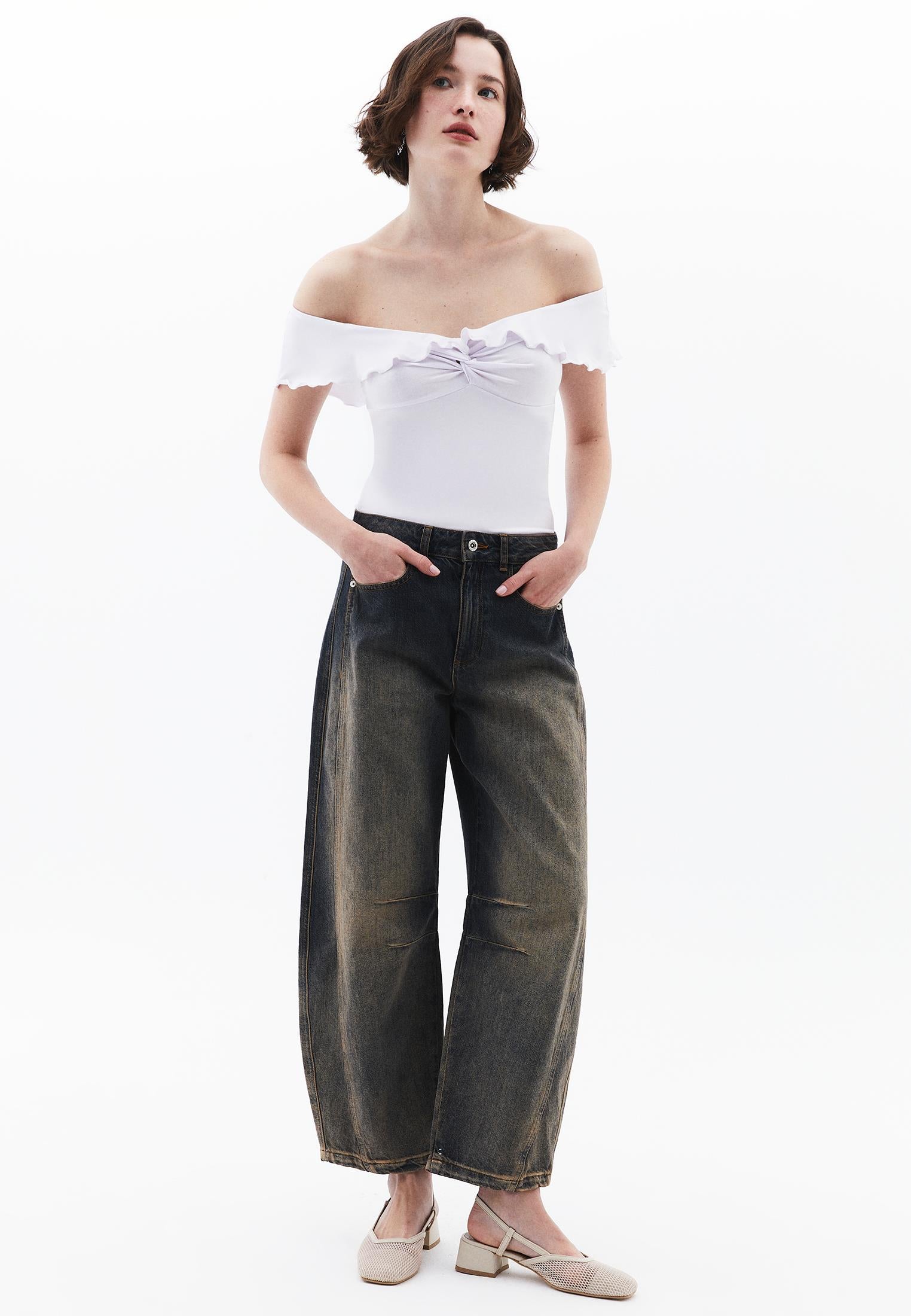 Off Shoulder Modal Blouse - WHITE