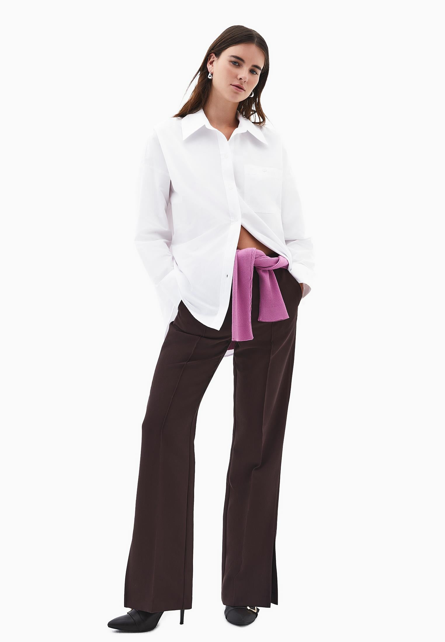 Poplin Long Shirt - WHITE