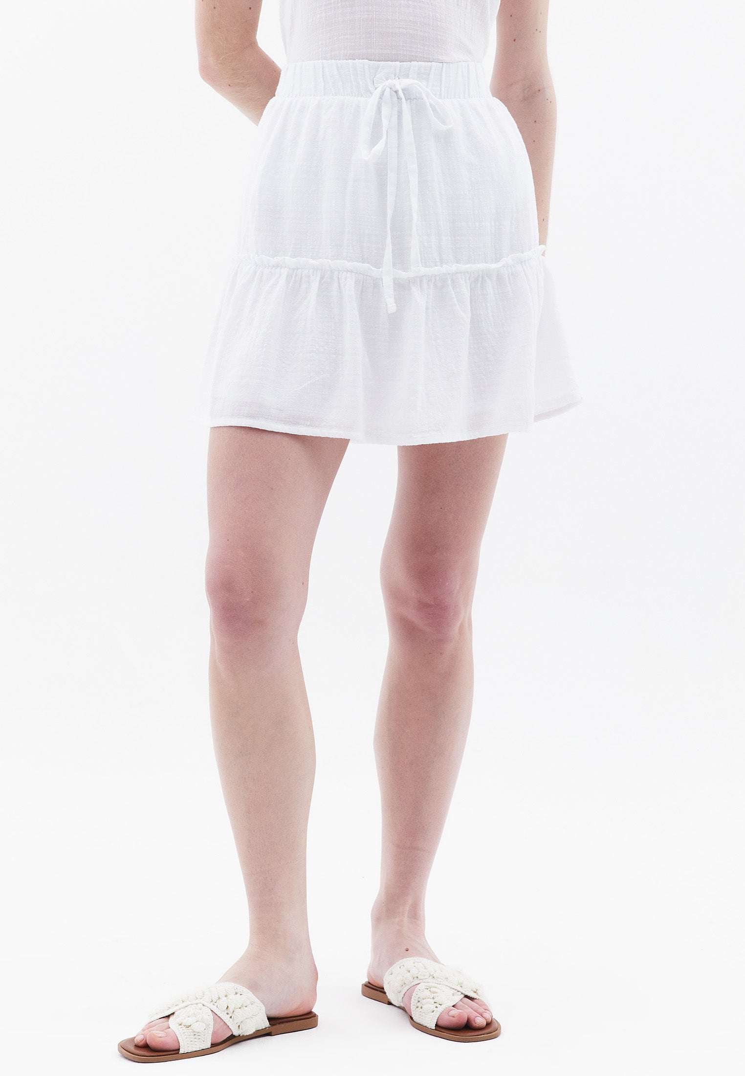 Elastic Cotton Skirt - WHITE