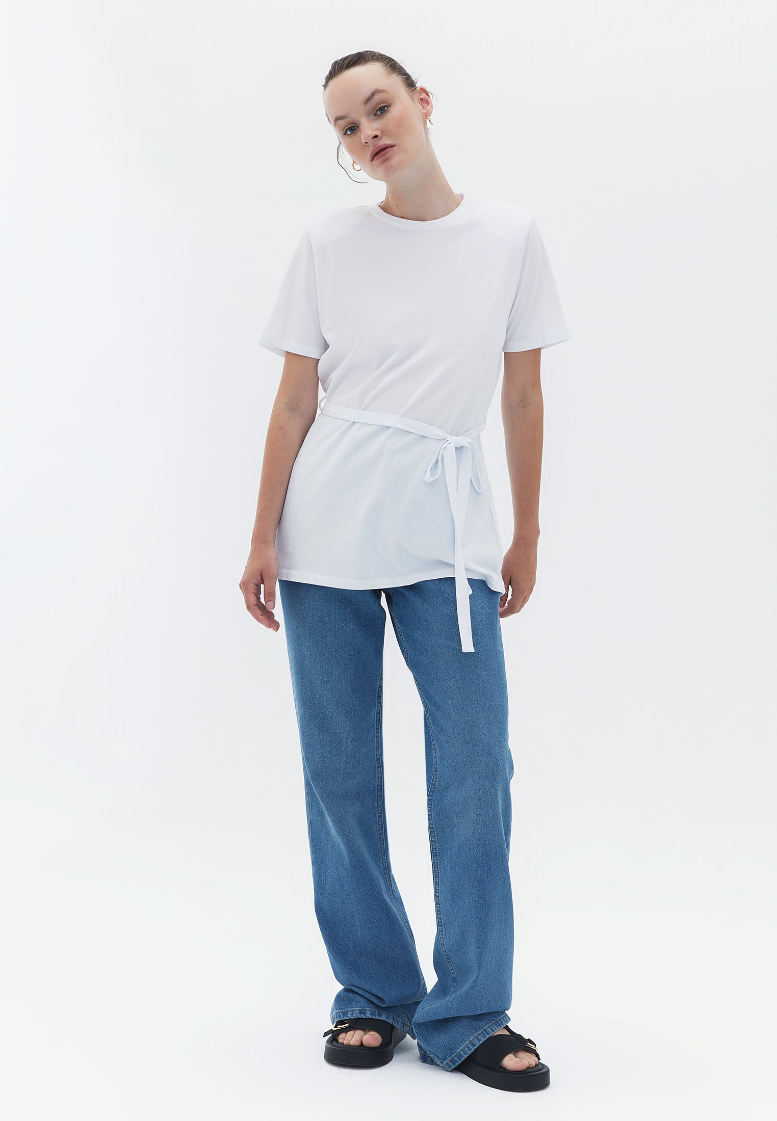 Tied Tunic T-Shirt - WHITE