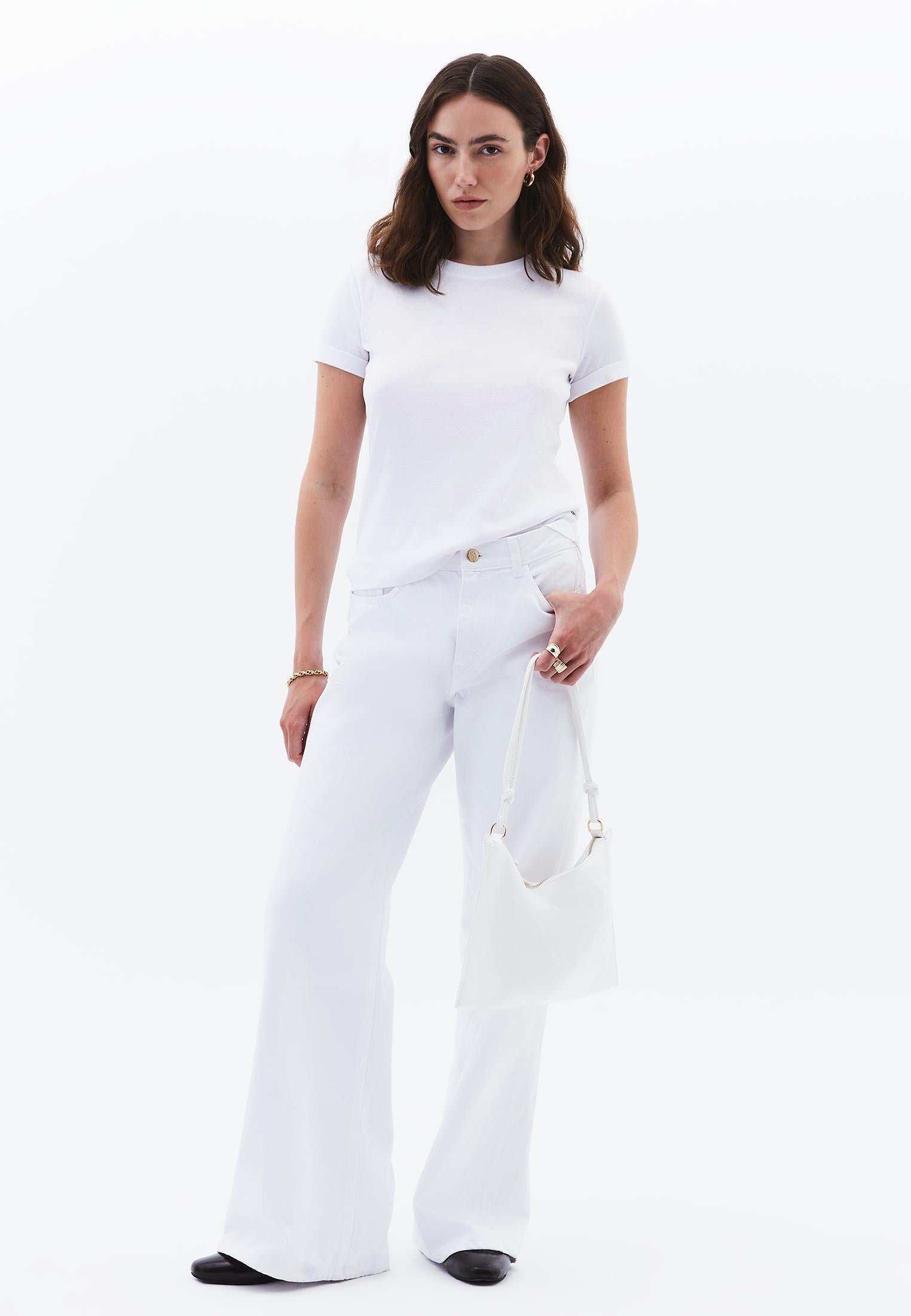 Cotton T-Shirt With Crew Neck - WHITE