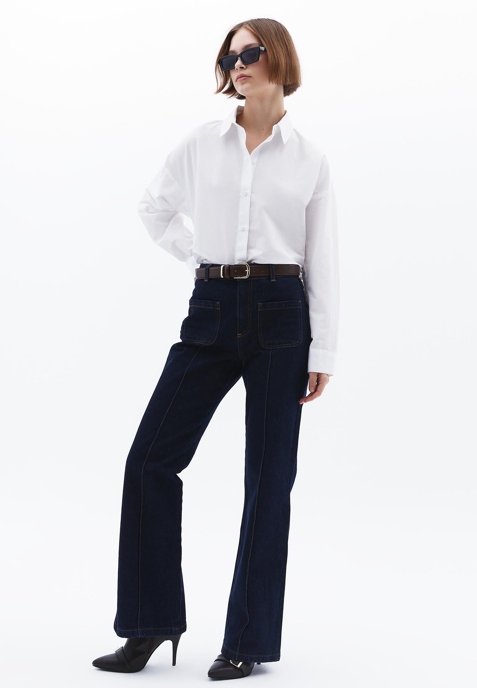 Shirt Collar Loose Woven Shirt - WHITE