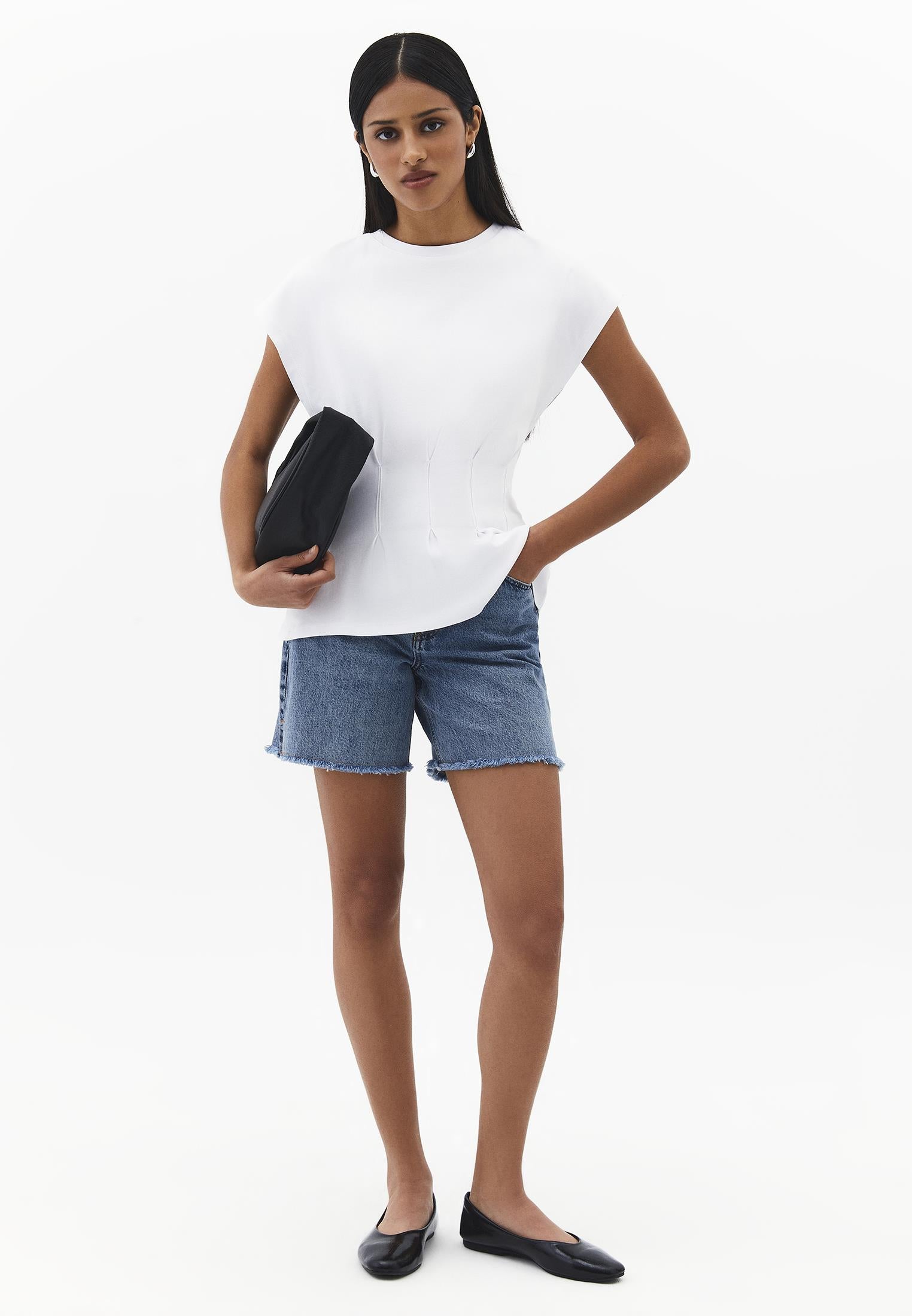 Crew Neck Short Sleeve Standard T-Shirt - WHITE