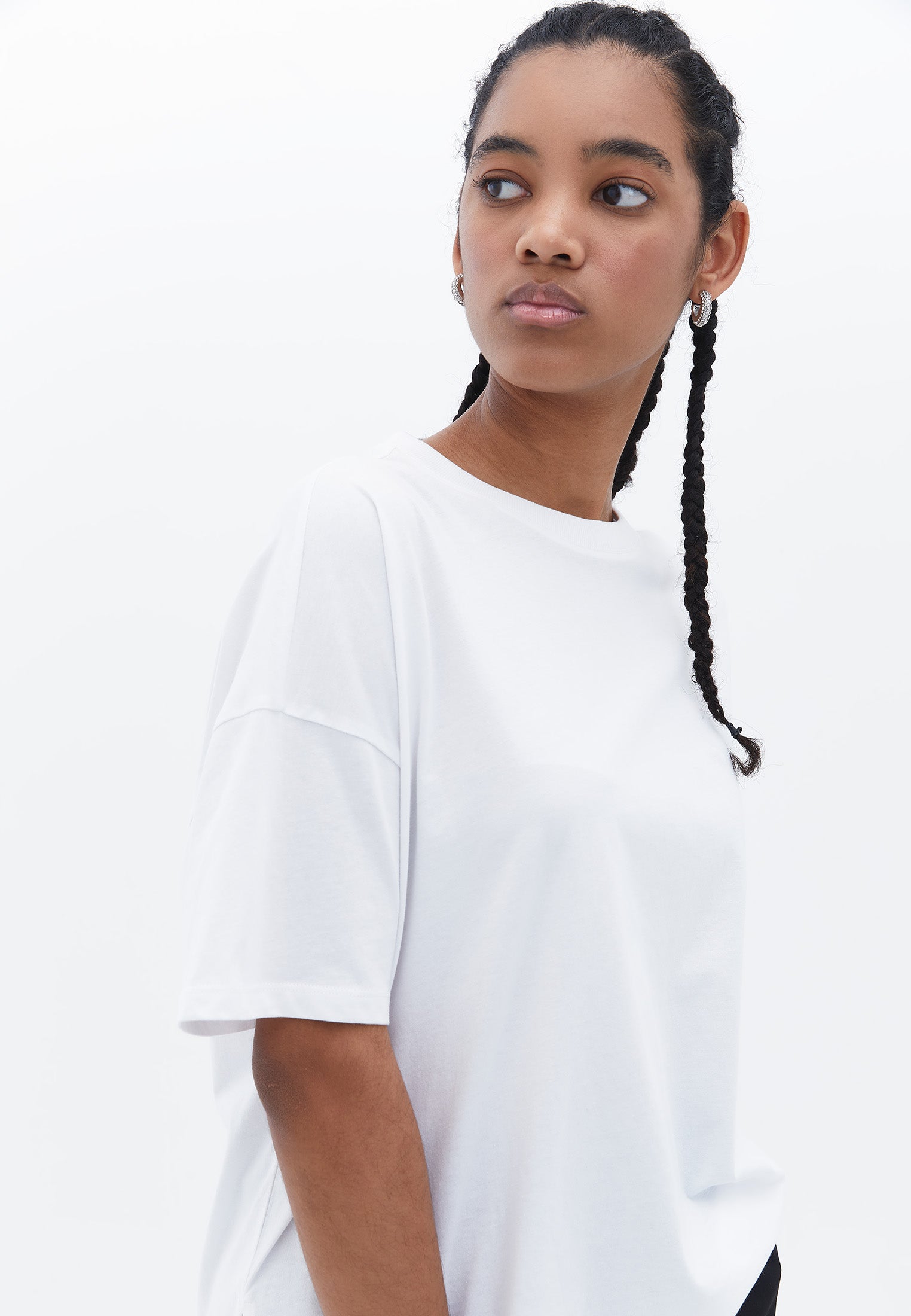 Oversize Crew Neck T-Shirt - WHITE