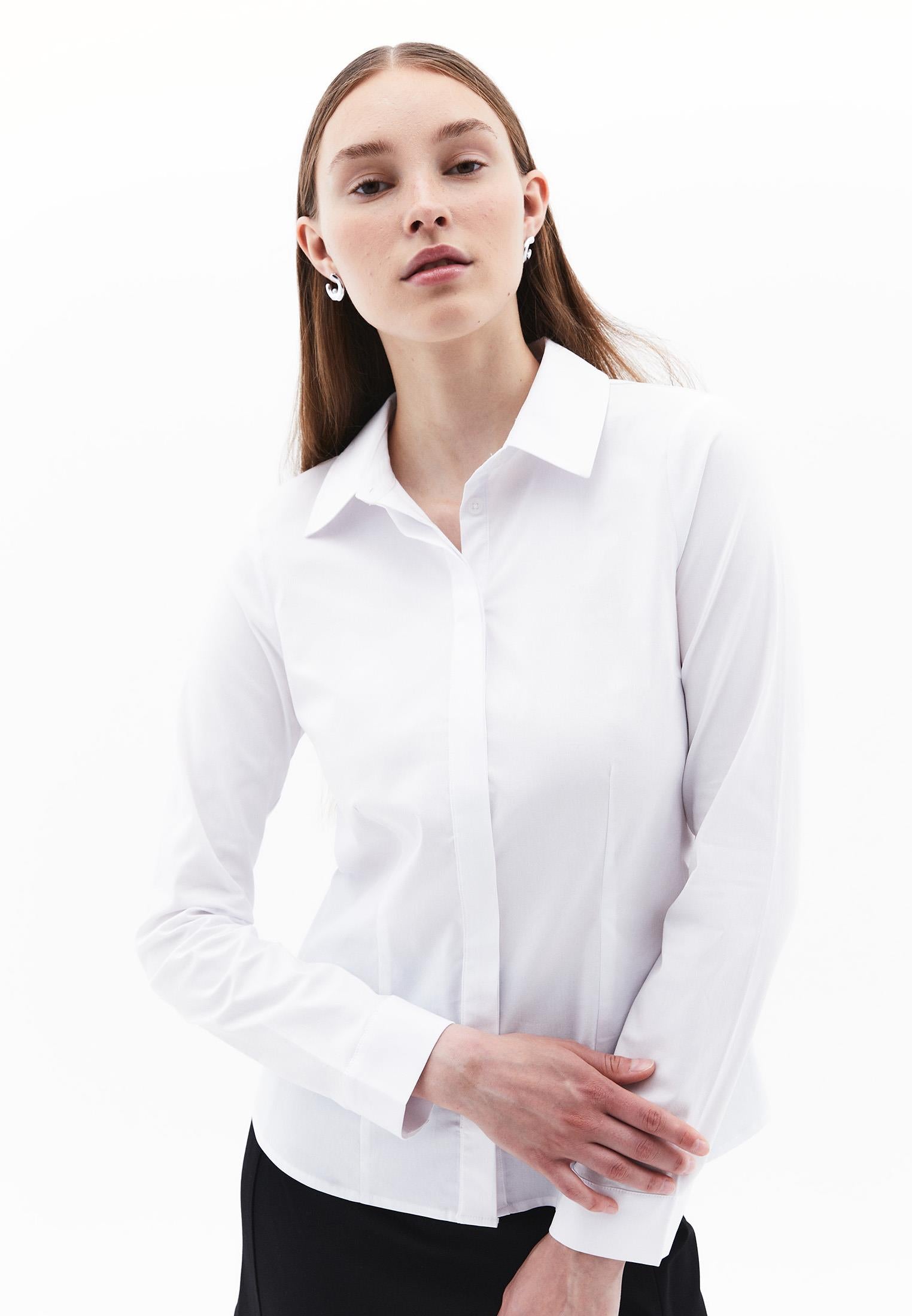 Woven Standard Long Sleeve Shirt - WHITE