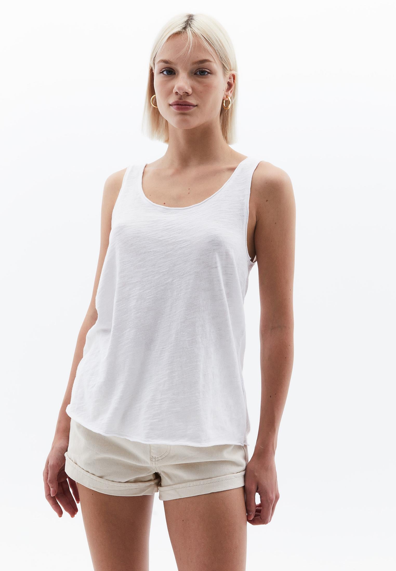 U Neck Tank Top - WHITE