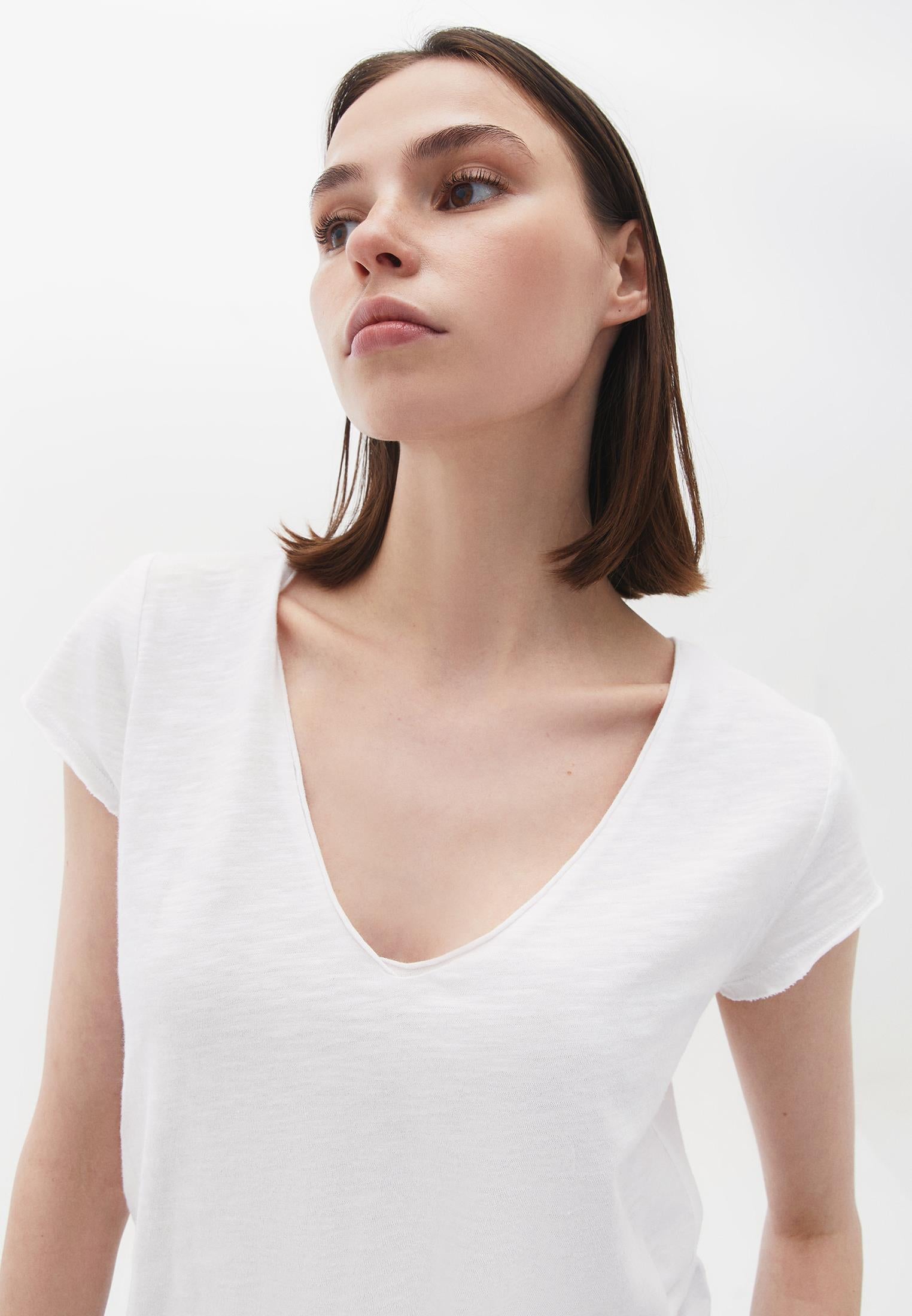 V Neck Loose T-Shirt - WHITE