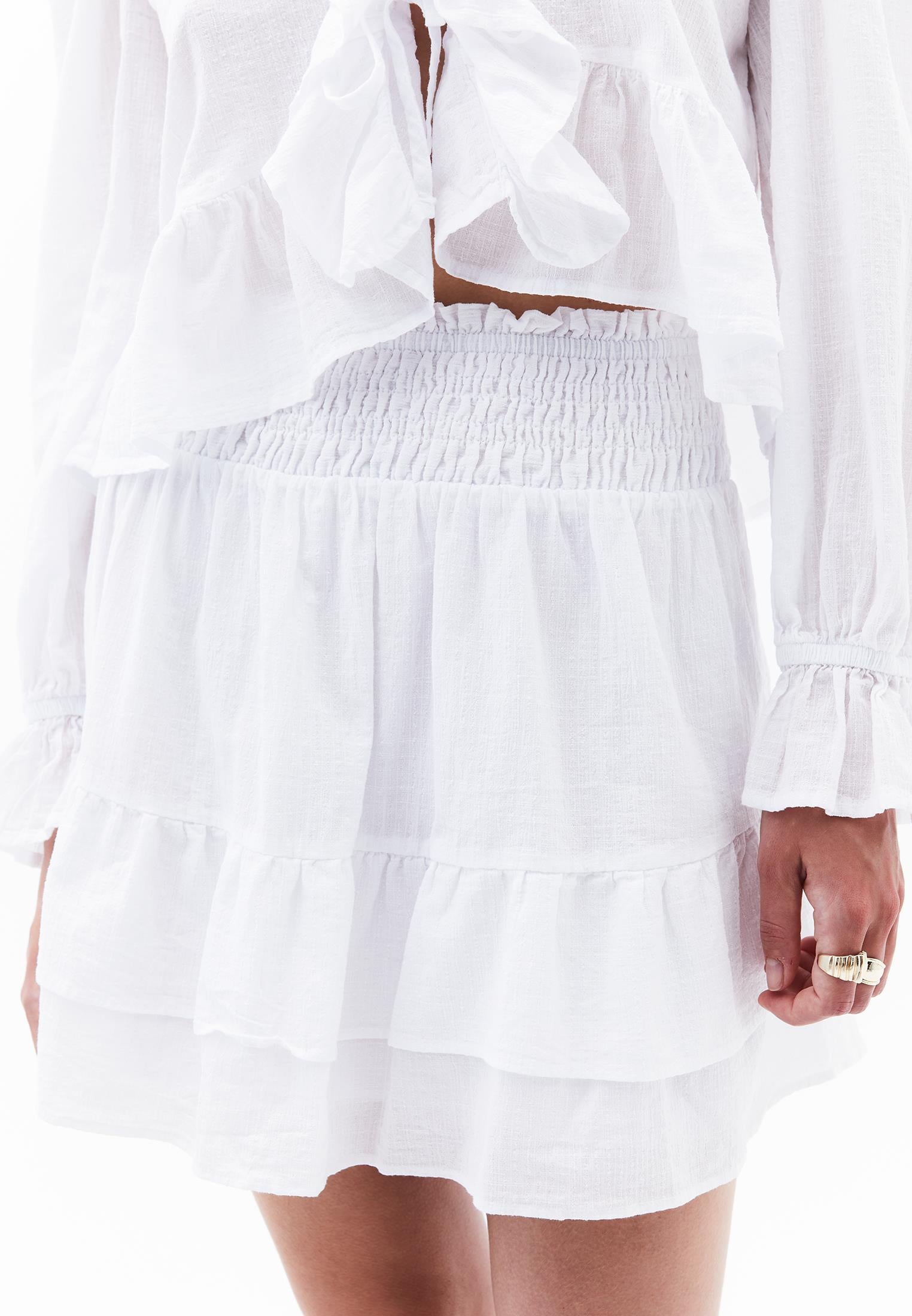 Ruffled Short Skirt - WHITE