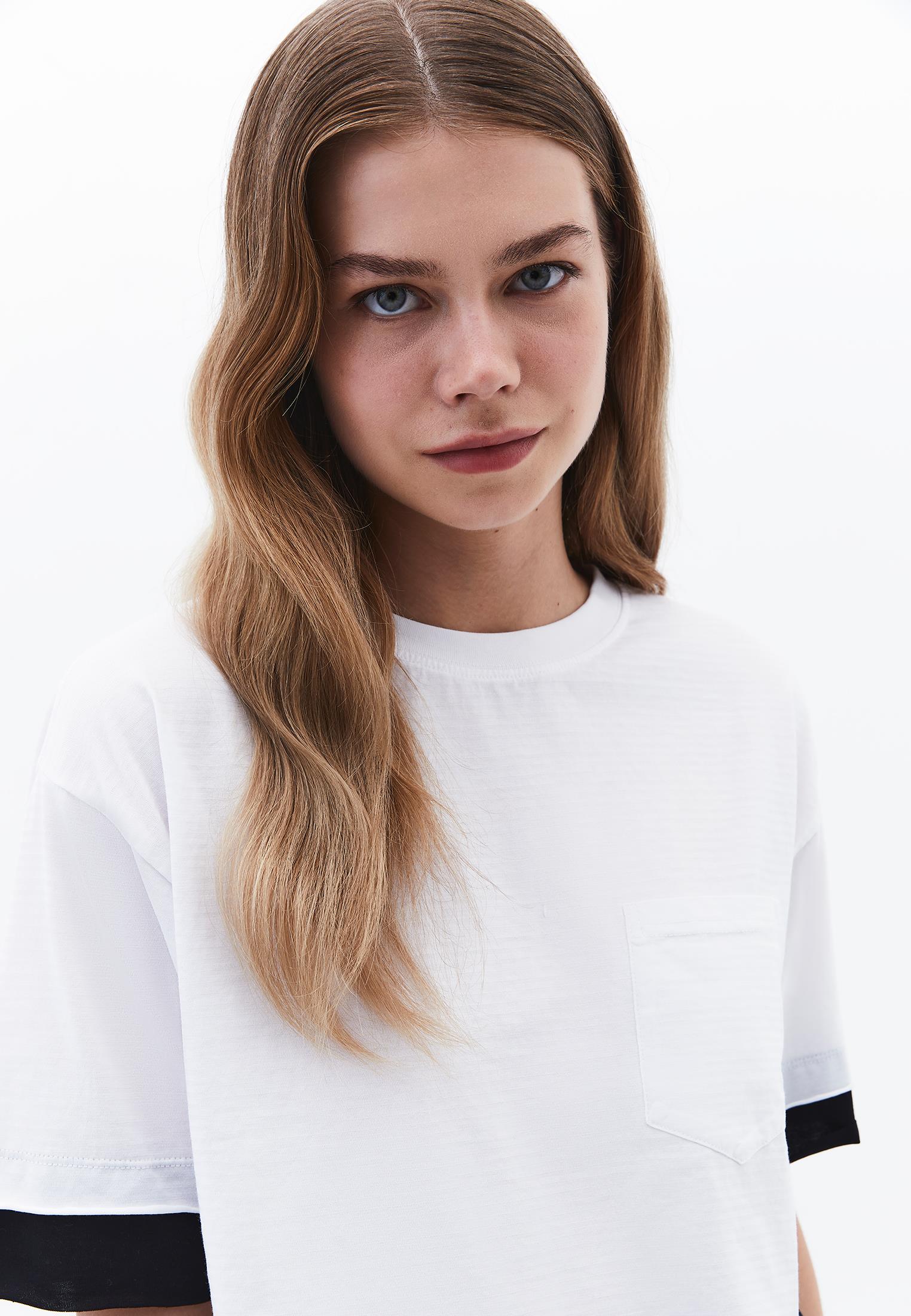 Cropped Crew Neck T-Shirt - WHITE