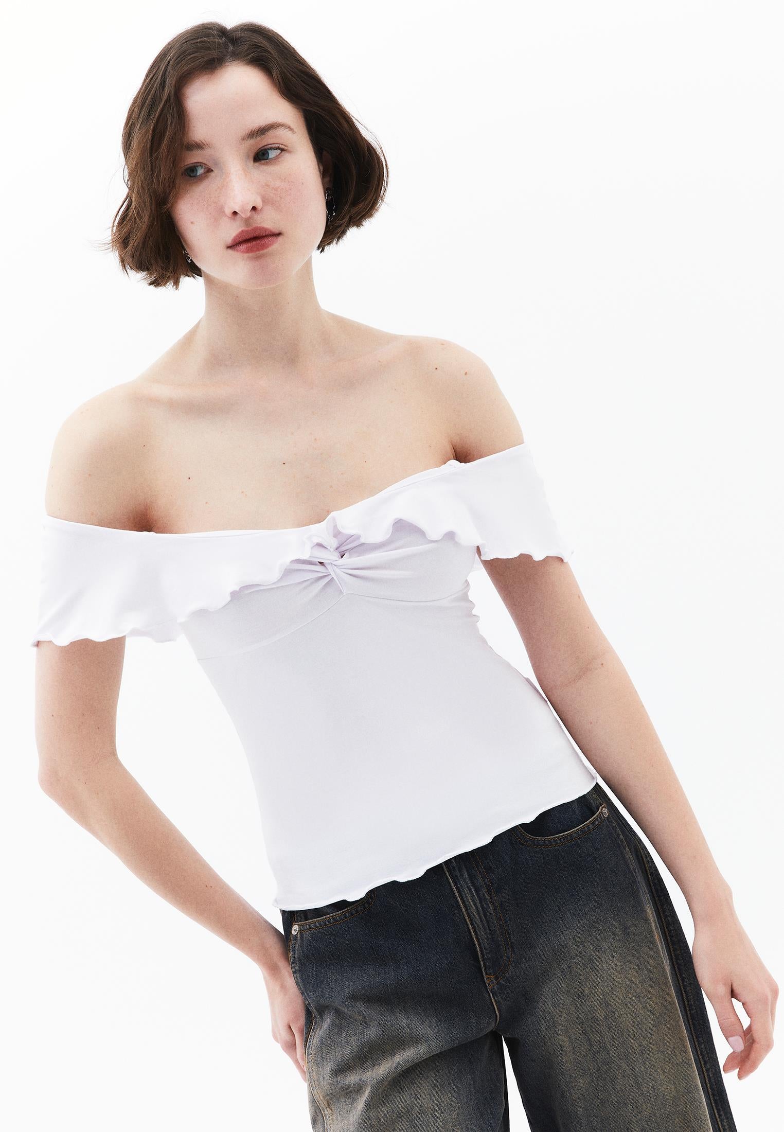 Off Shoulder Modal Blouse - WHITE
