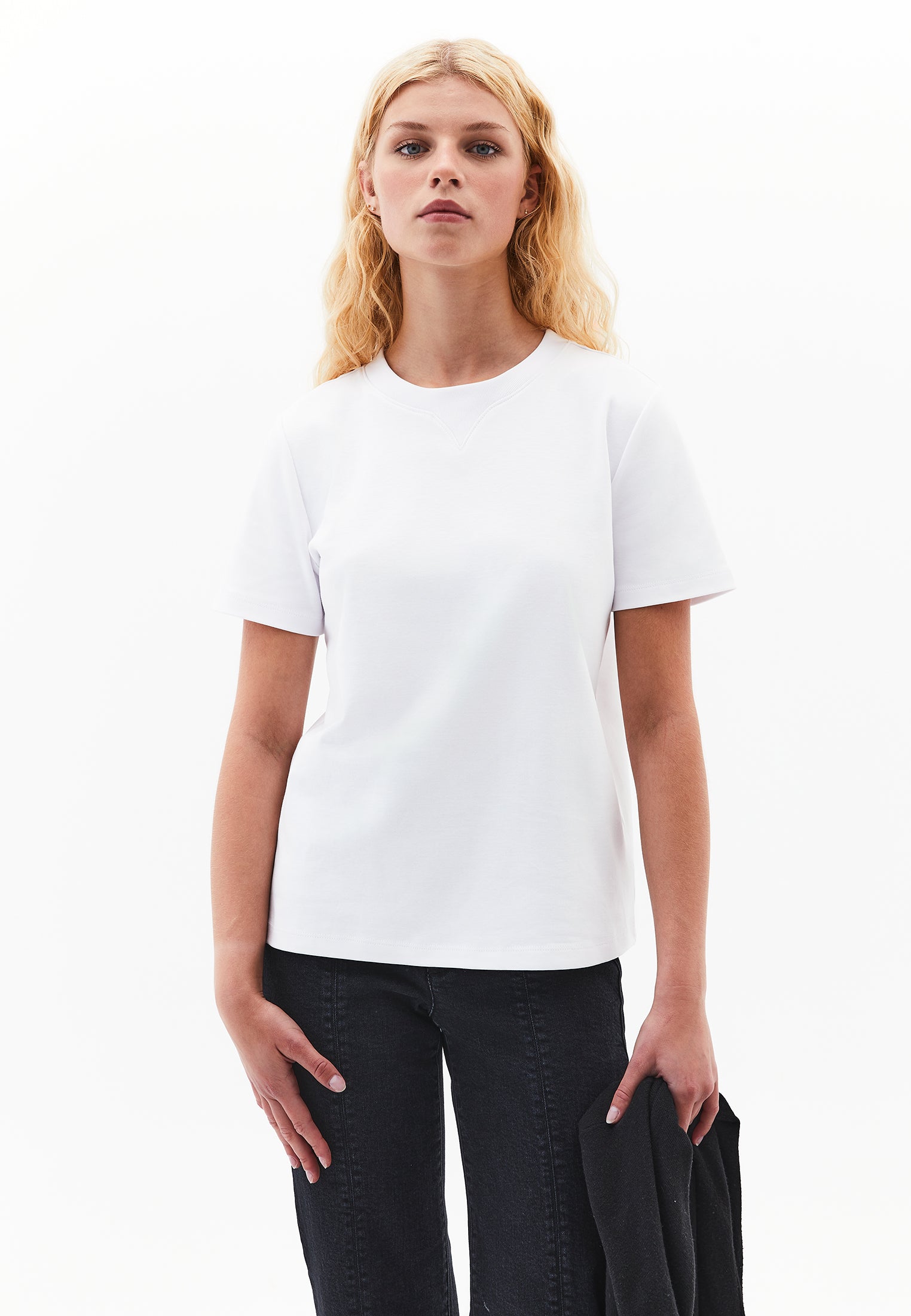 Crew Neck Short Sleeve T-Shirt - WHITE