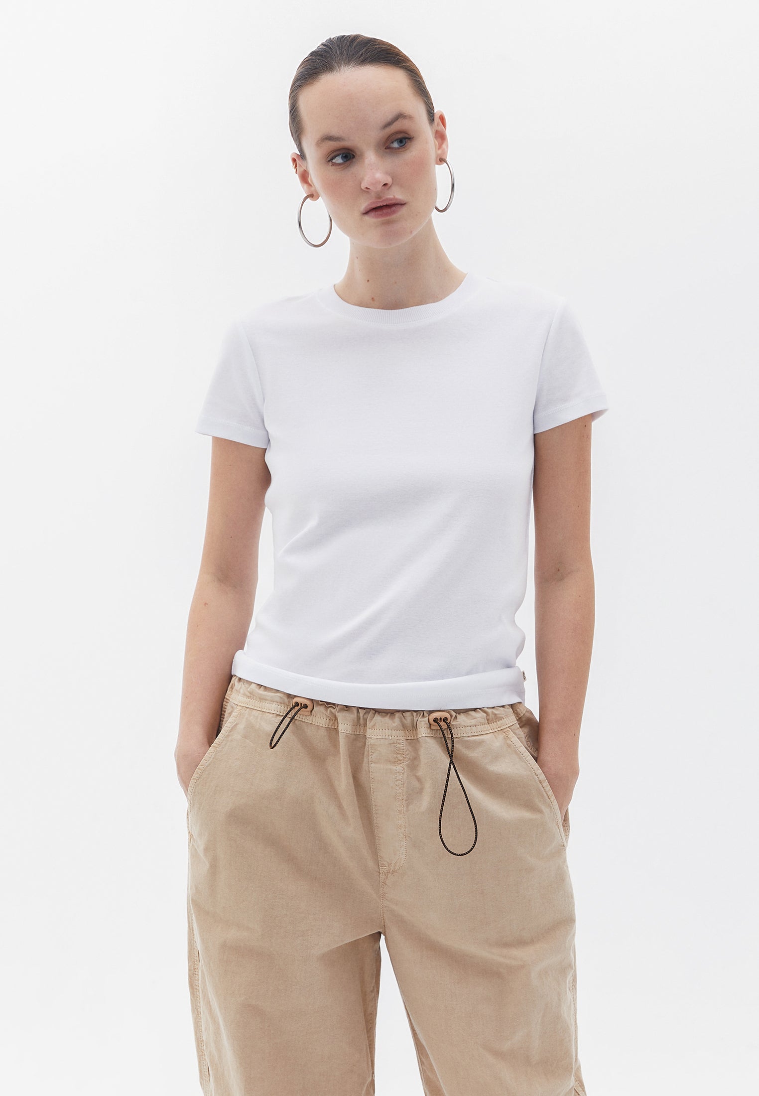 Crew Neck Short Sleeve T-Shirt - WHITE