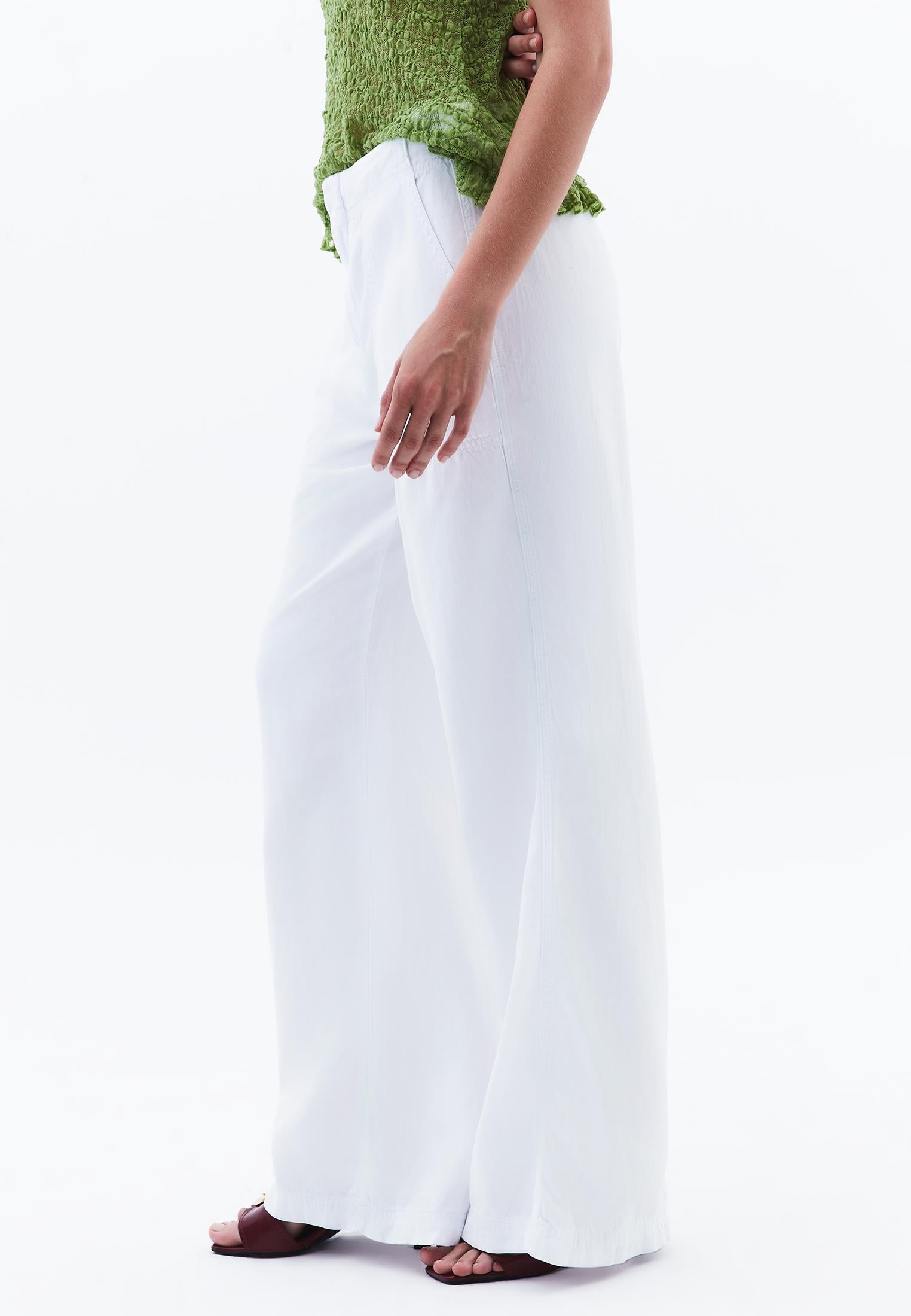 Women Bottom Wear Wide Leg Pants - WHITE