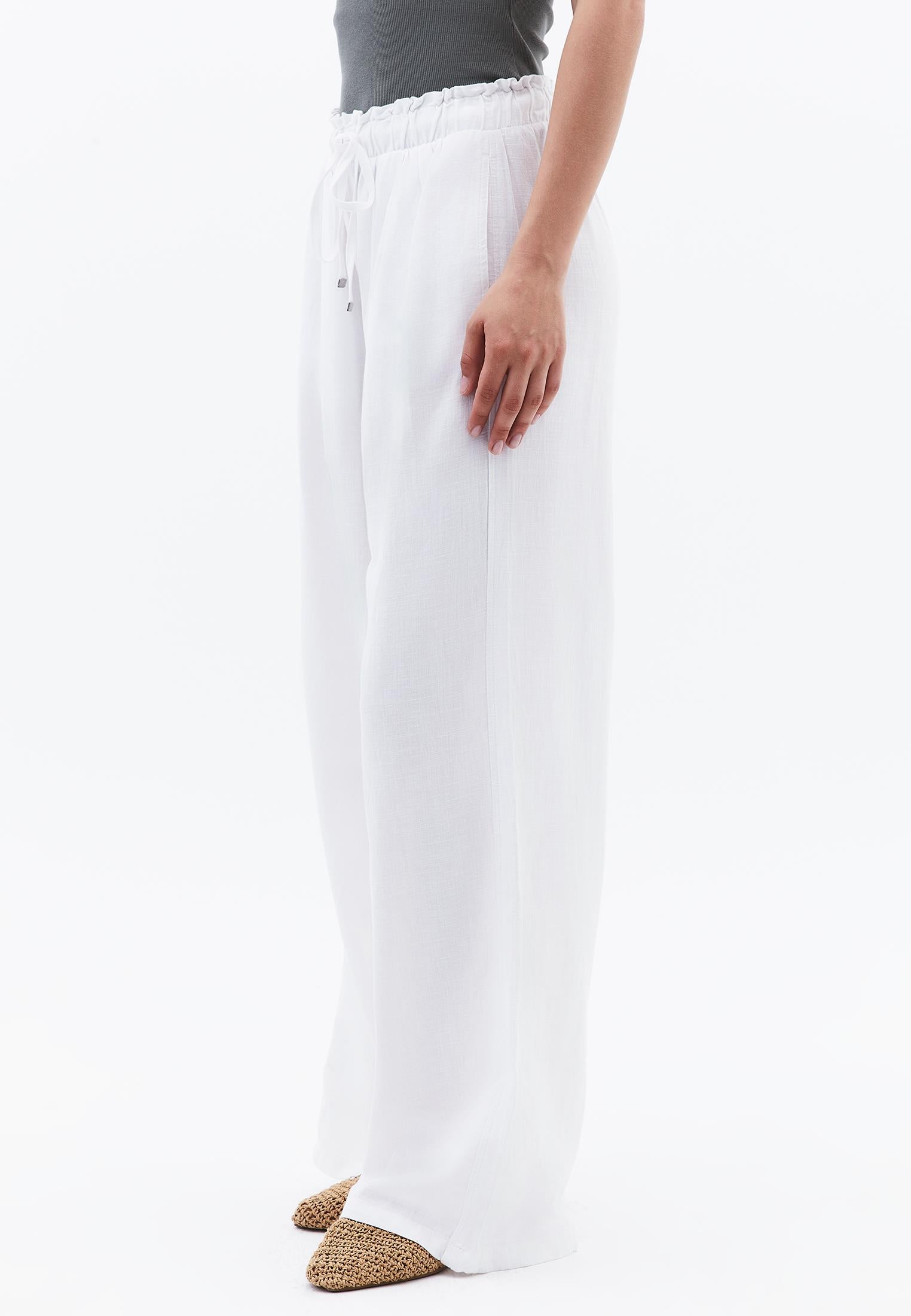 High Waist Wide Leg Pants - WHITE
