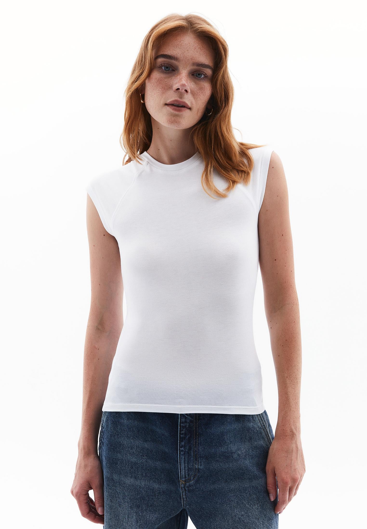 Short Sleeve T-Shirt With Closed Cut - WHITE