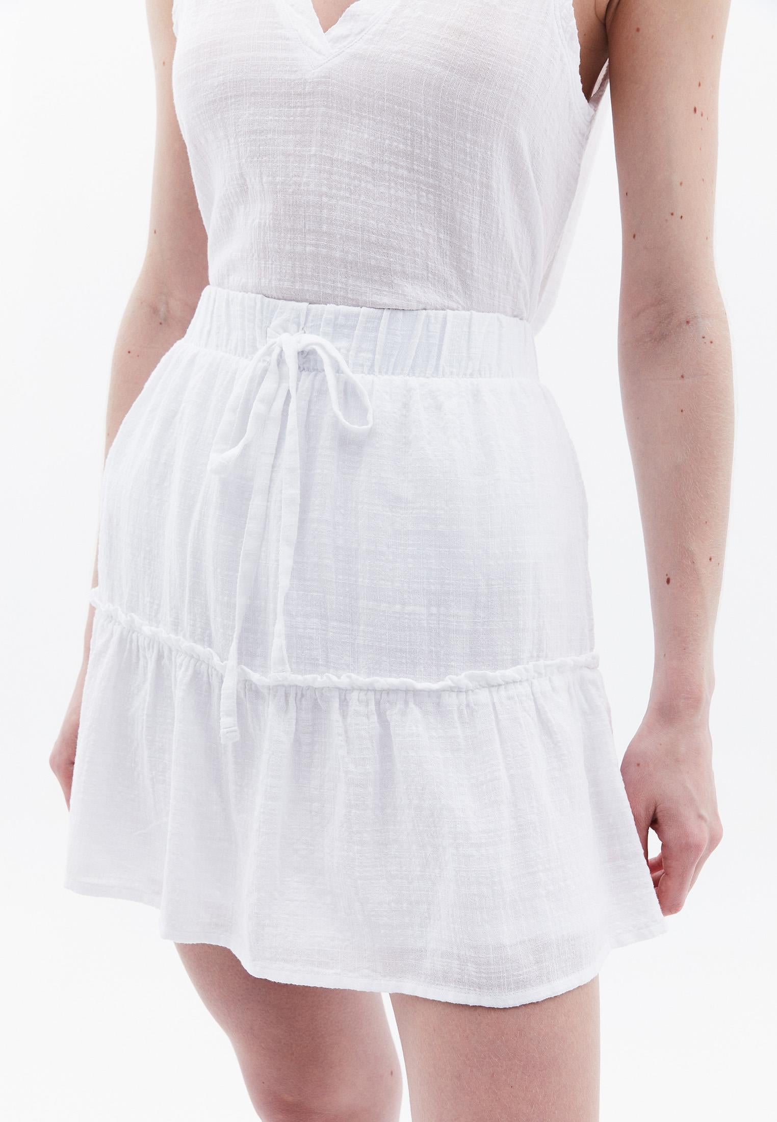Elastic Cotton Skirt - WHITE