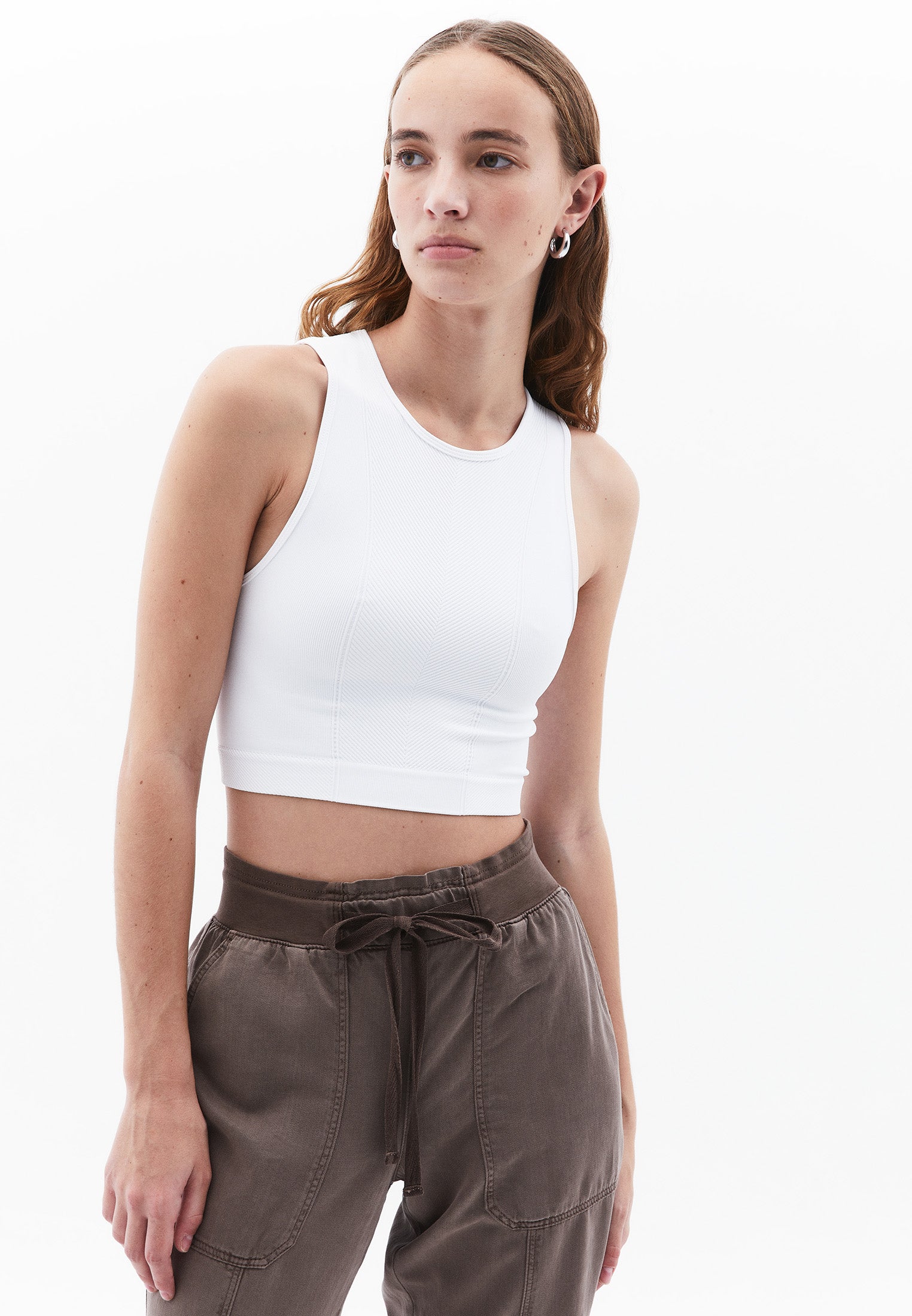Sleeveless Cropped Top - WHITE
